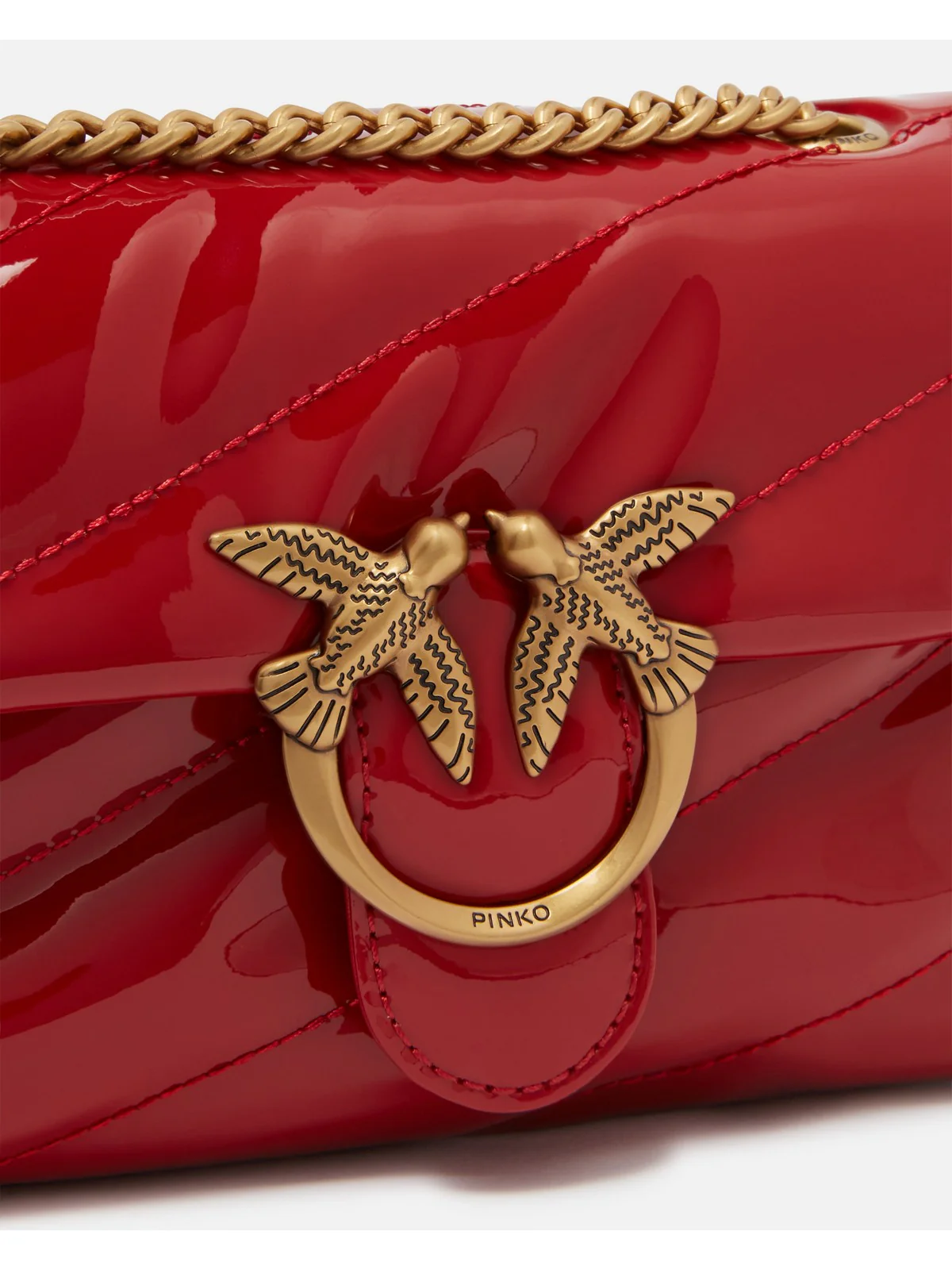 PINKO Borsa Donna Love Puff Baby Cl Ecovernice+P 100040-A1UP R30Q Rosso - Image 4