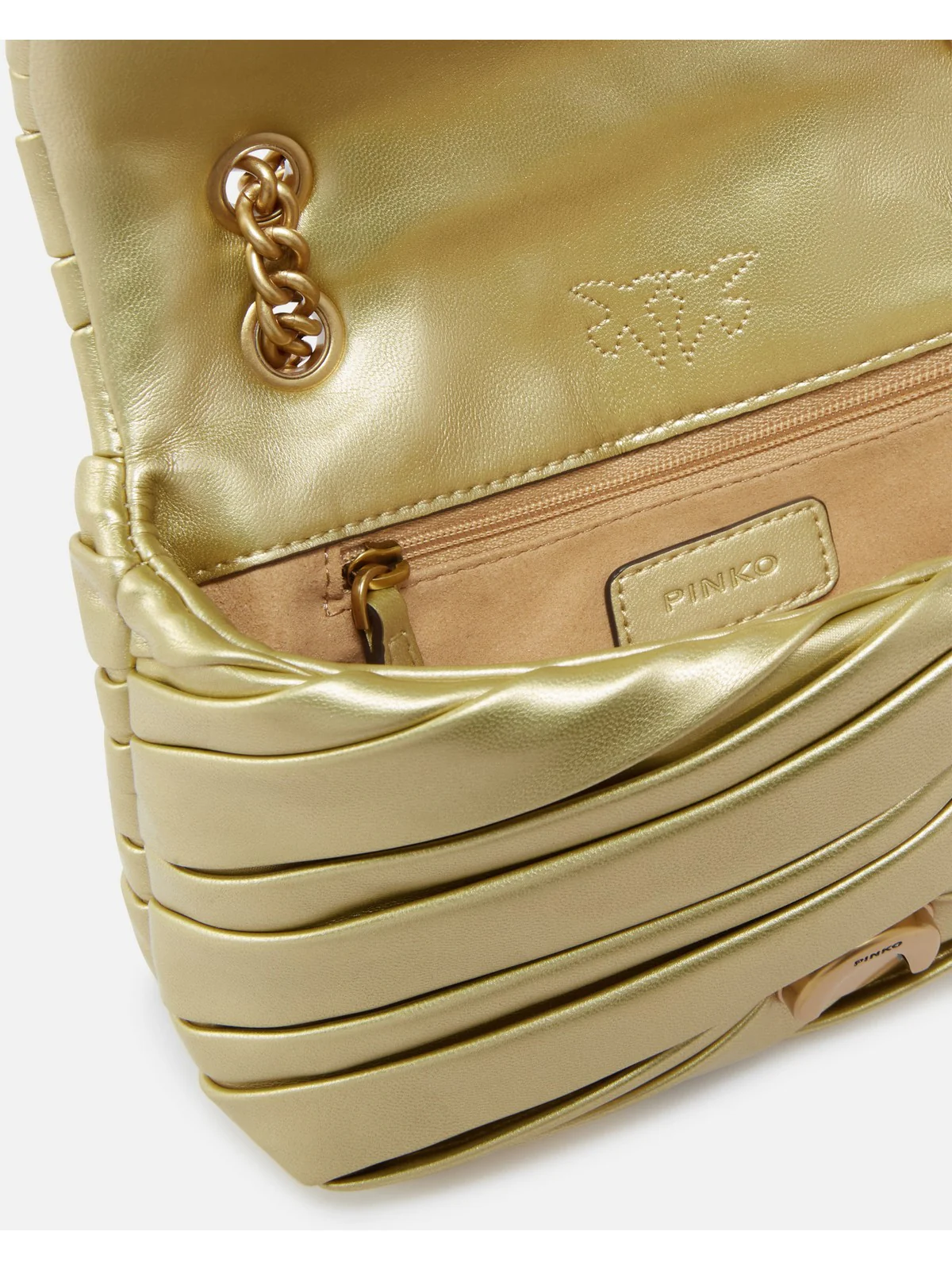 PINKO Borsa Donna Love Puff Baby Cl Metal Recycl 100040-A1YN ZZLQ Oro - Image 4