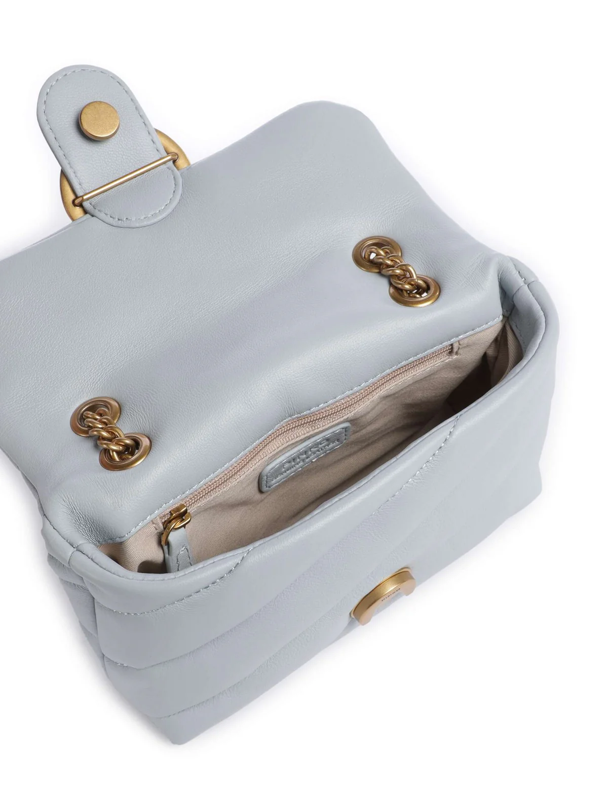 PINKO Borsa Donna Love Puff Baby Cl Sheep Nappa 100040-A0F2 E37Q AZZURRO CELESTE-ANTIQUE GOLD - Image 4