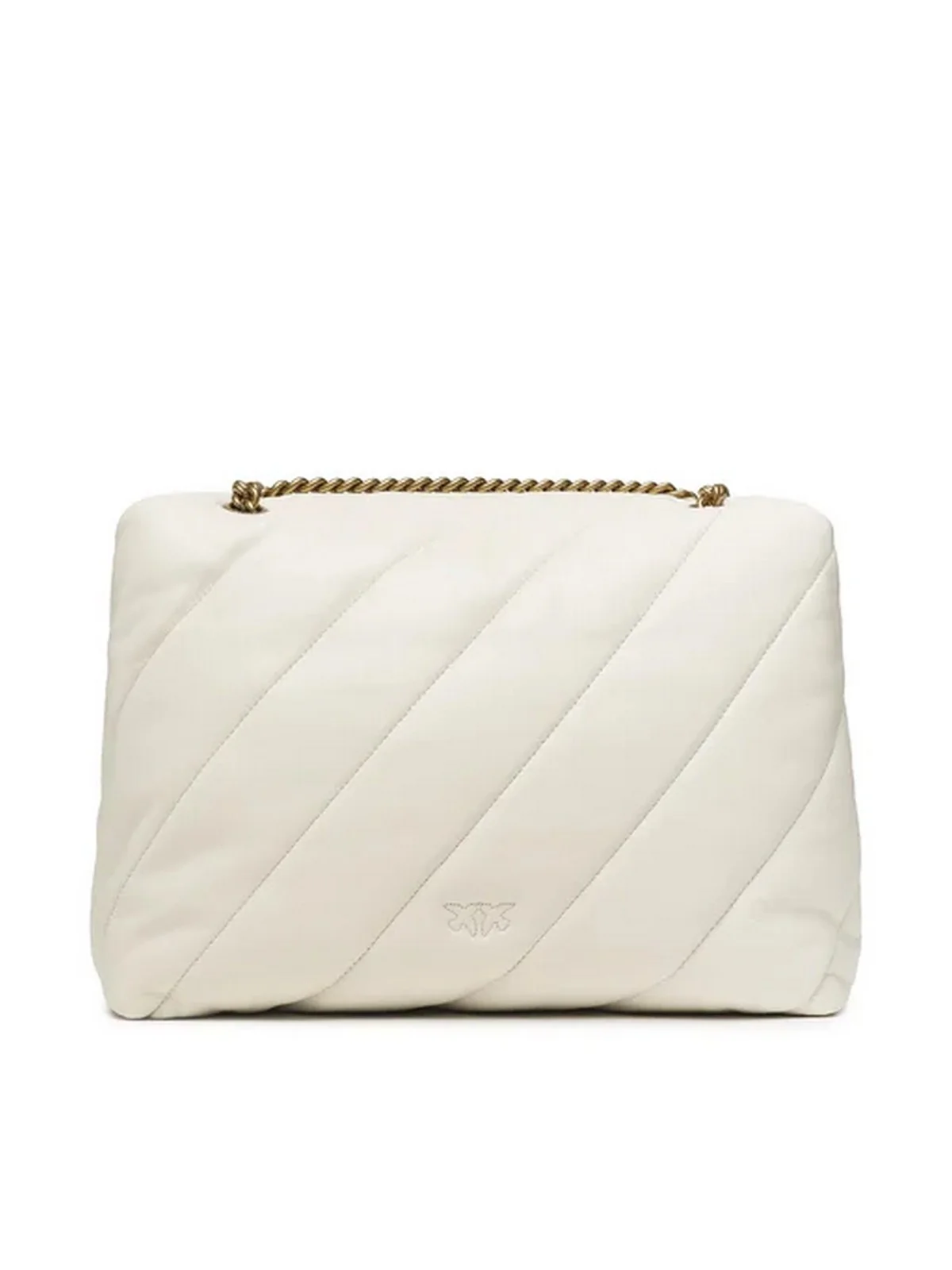 PINKO Borsa Donna Love puff big 100037-A0F2 Z14Q BIANCO SETA-ANTIQUE GOLD - Image 4