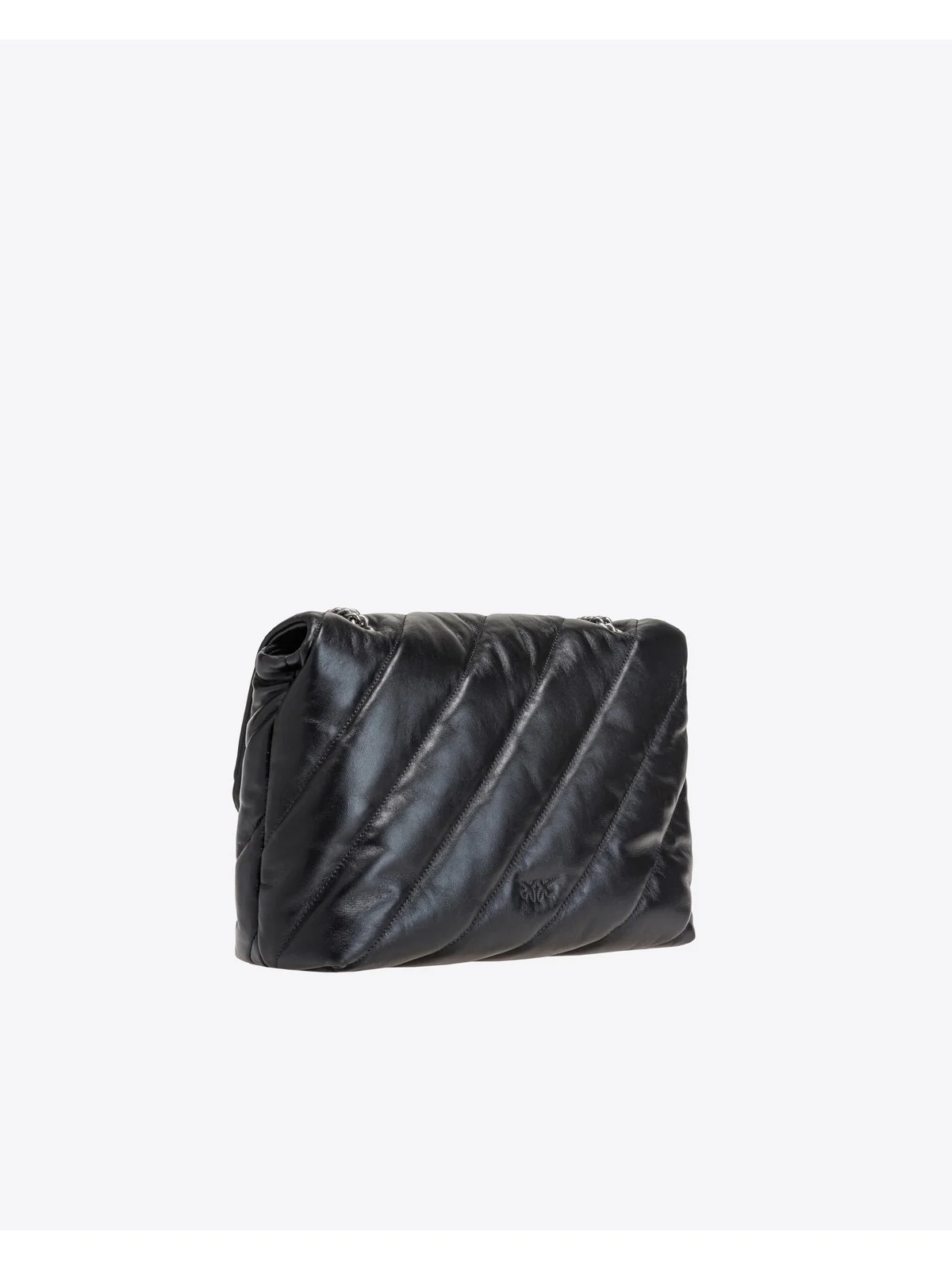 PINKO Borsa Donna Love Puff Big Cl Sheep Nappa 100037-A0F2 Z99O NERO-OLD SILVER - Image 3