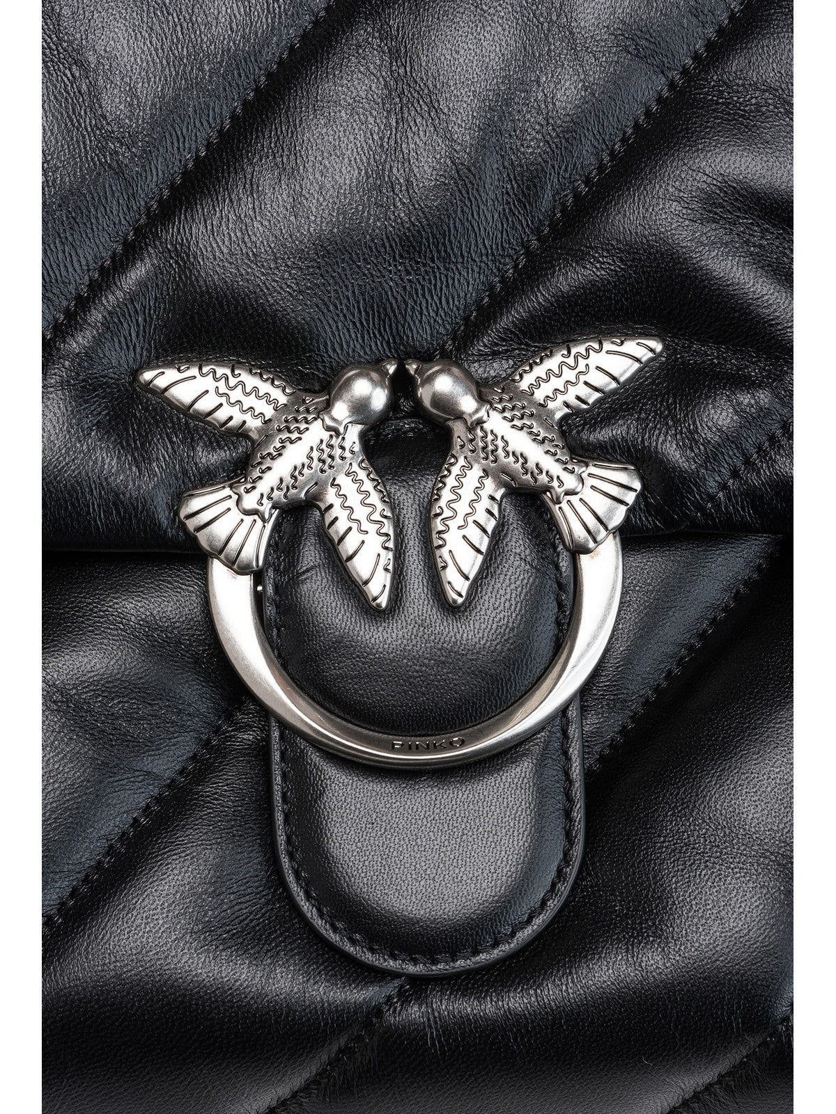 PINKO Borsa Donna Love Puff Big Cl Sheep Nappa 100037-A0F2 Z99O NERO-OLD SILVER - Image 4