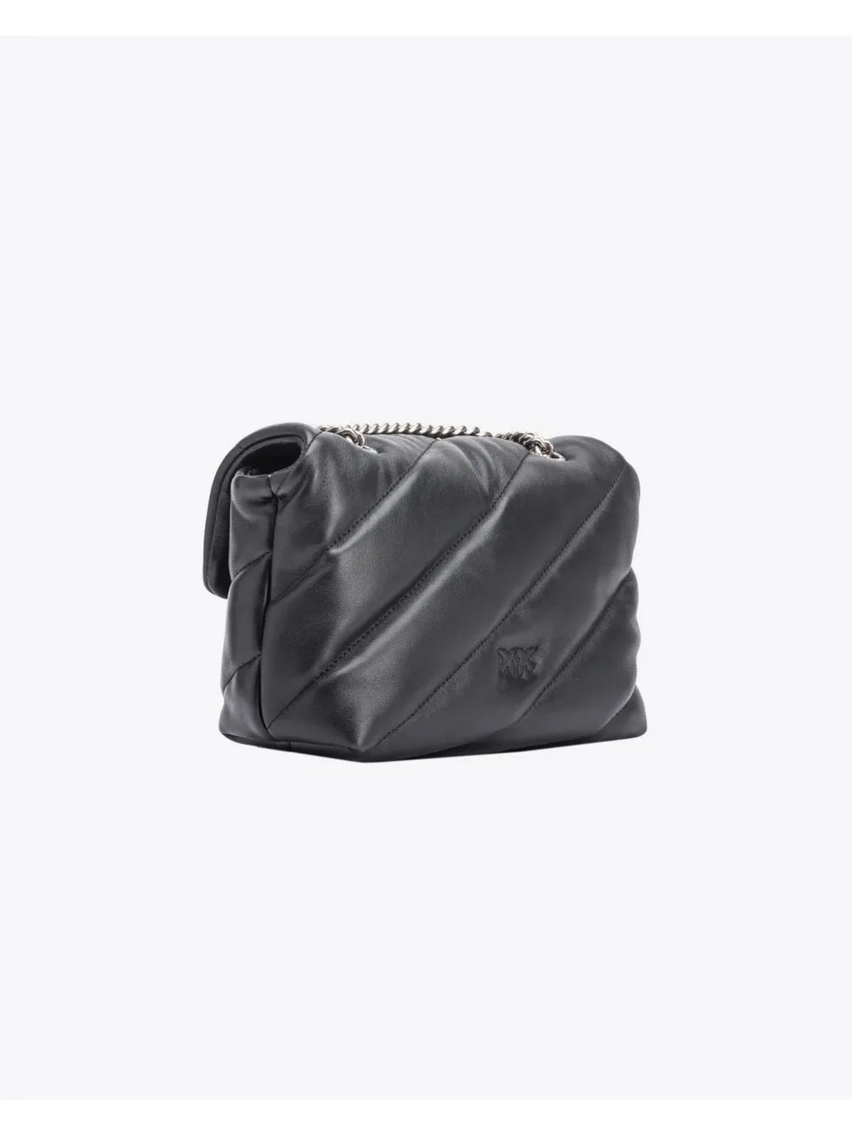 PINKO Borsa Donna Love Puff Mini Cl Sheep Nappa 100039-A0F2 Z99O NERO-OLD SILVER - Image 2