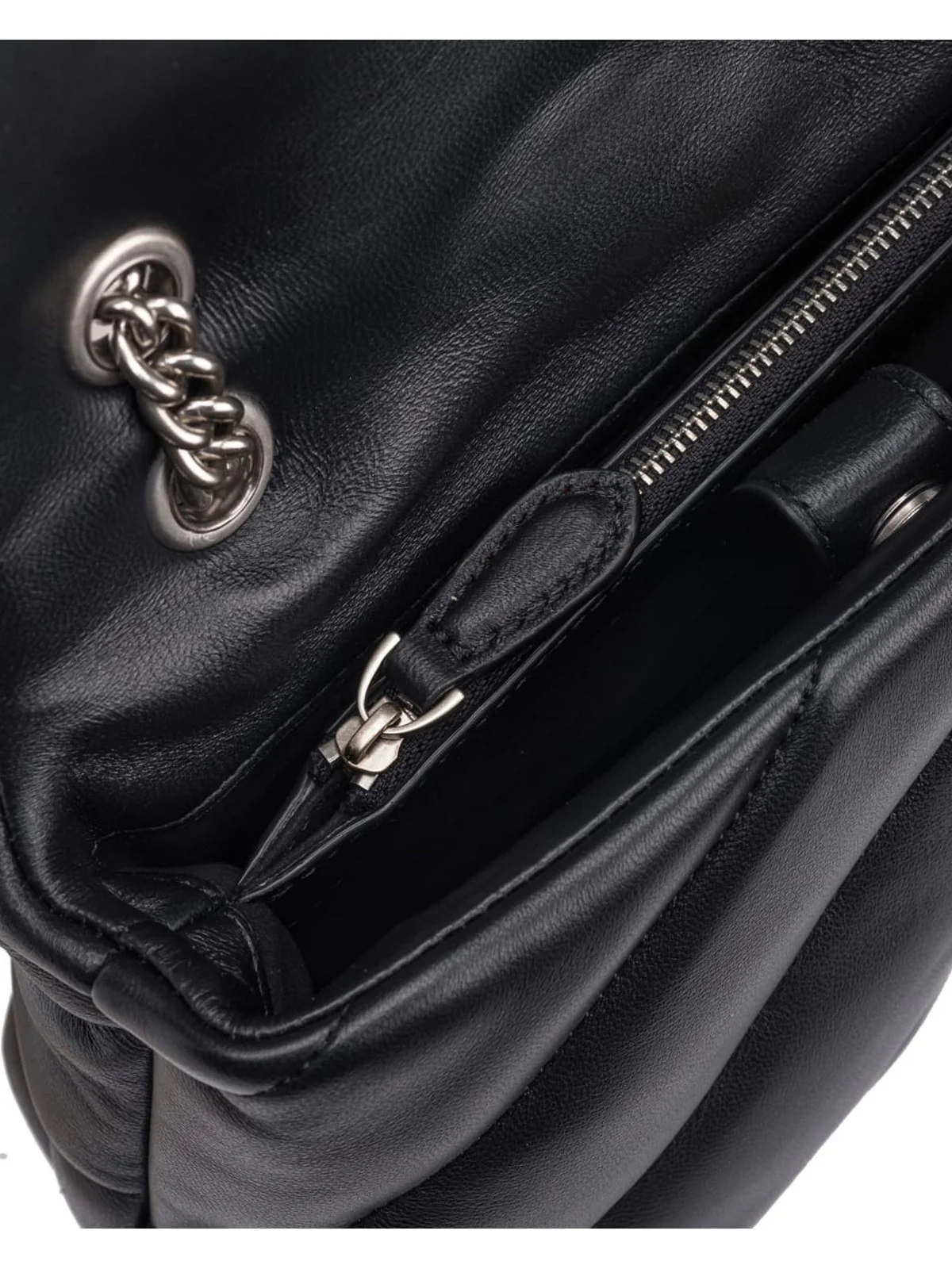 PINKO Borsa Donna Love Puff Mini Cl Sheep Nappa 100039-A0F2 Z99O NERO-OLD SILVER - Image 6