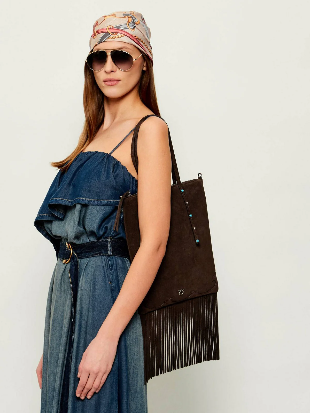 PINKO Borsa Donna MINI SHOPPER FRINGES SUEDE 106666-A0F6 M11O MARRONE-CHICCO DI CAFFE'-OLD S - Image 2