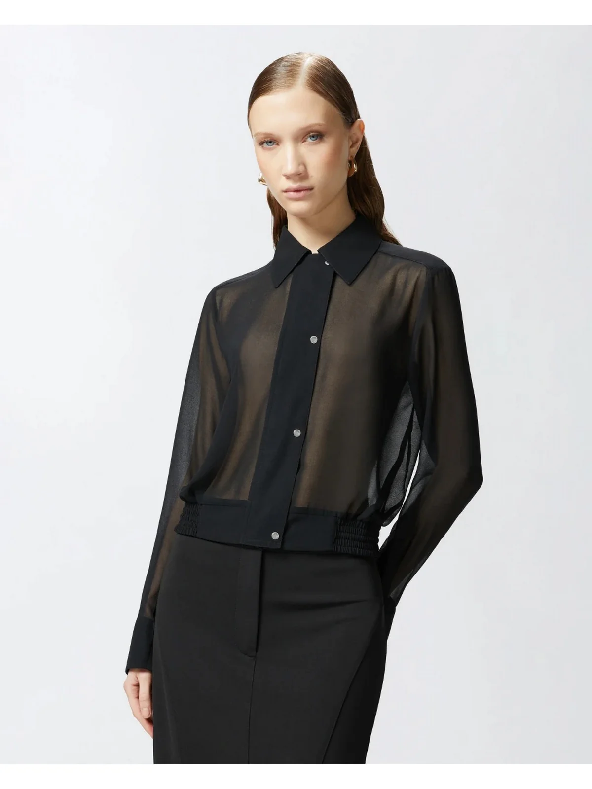 PINKO Camicia Donna CIN CIN CAMICIA GEORGETTE 104787-A21F Z99 Nero - Image 3