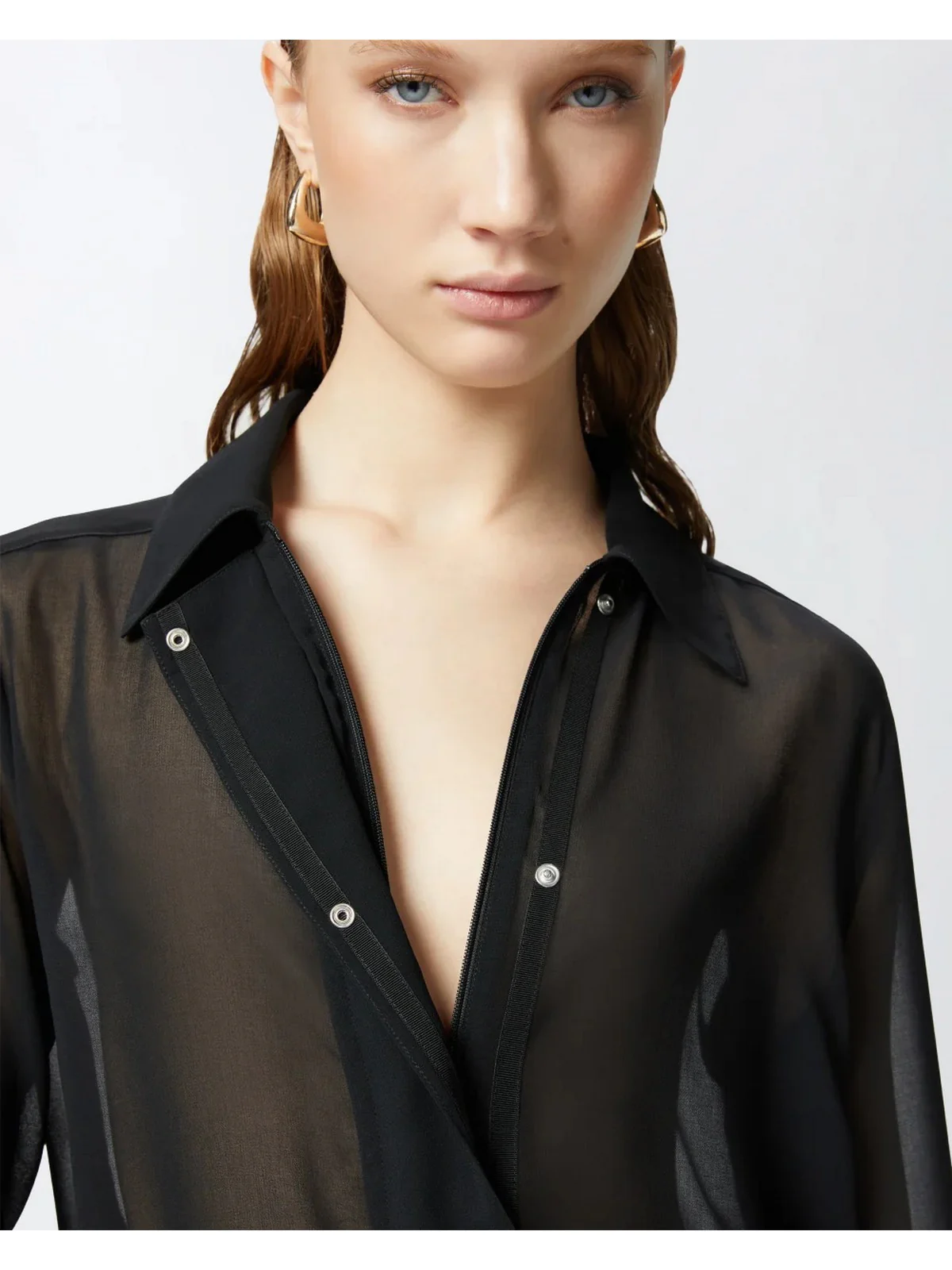 PINKO Camicia Donna CIN CIN CAMICIA GEORGETTE 104787-A21F Z99 Nero - Image 5
