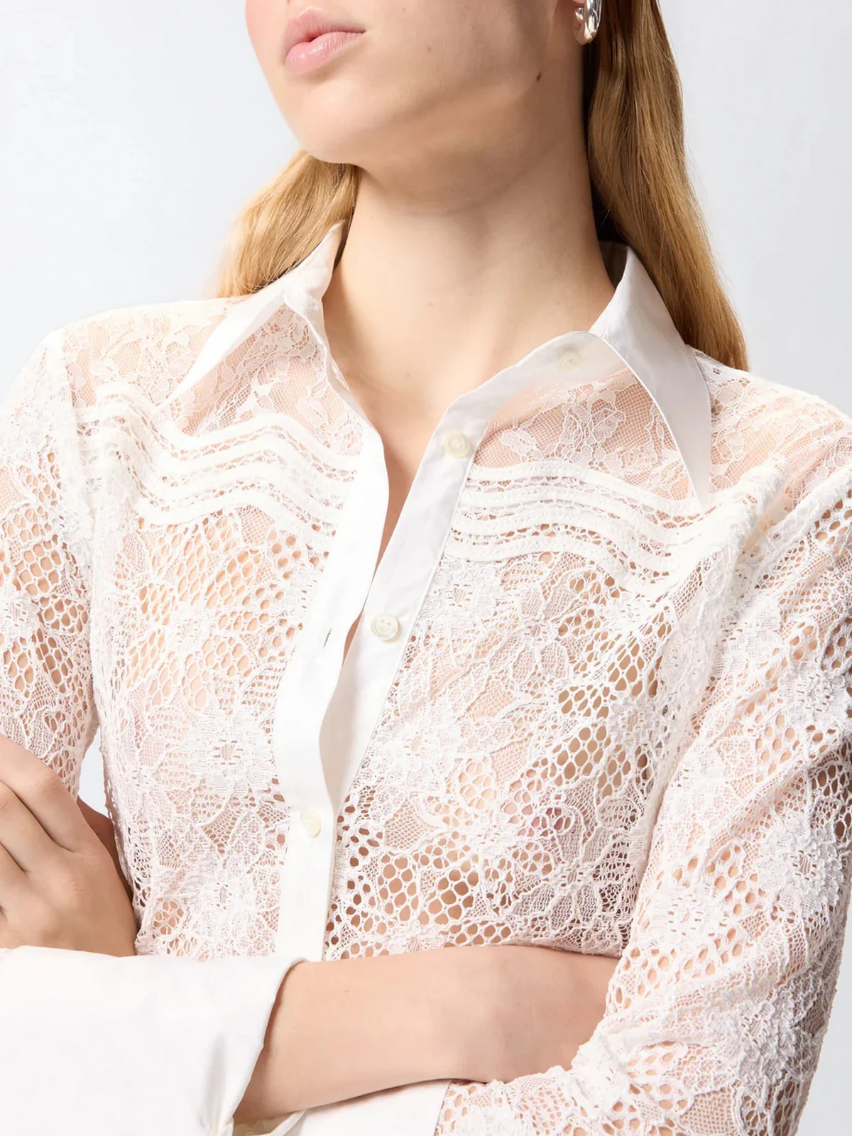 PINKO Camicia Donna COLINE CAMICIA PIZZO REBRODE 106600-A381 Z05 BIANCO-BIANCANEVE - Image 4