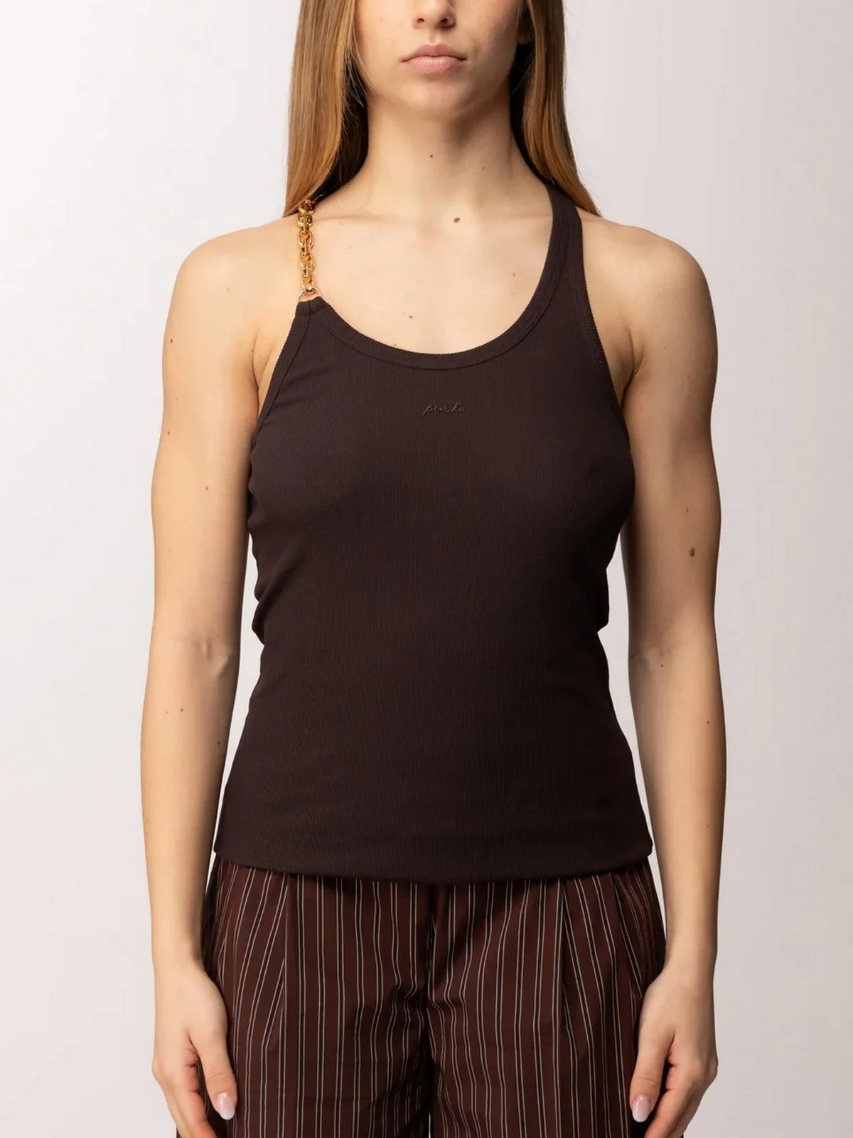 PINKO Canotta Donna CHARLENE CANOTTIERA 106633-A32C M28 Marrone - Image 2