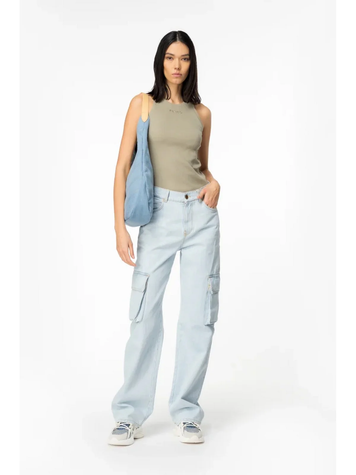 PINKO Canotta Donna Distinto 100822-A15E U84 Verde - Image 3