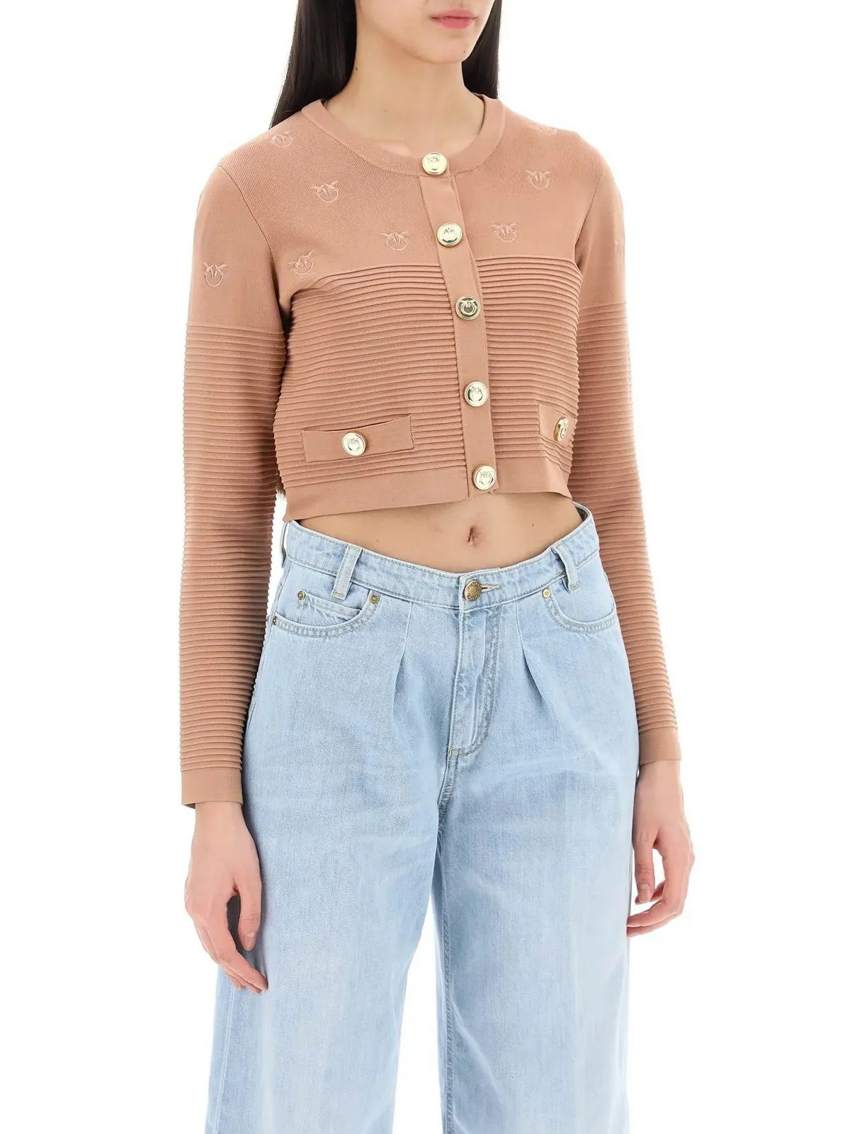 PINKO Cardigan Donna Ciliegio 102881-A1LK C95 Beige - Image 2