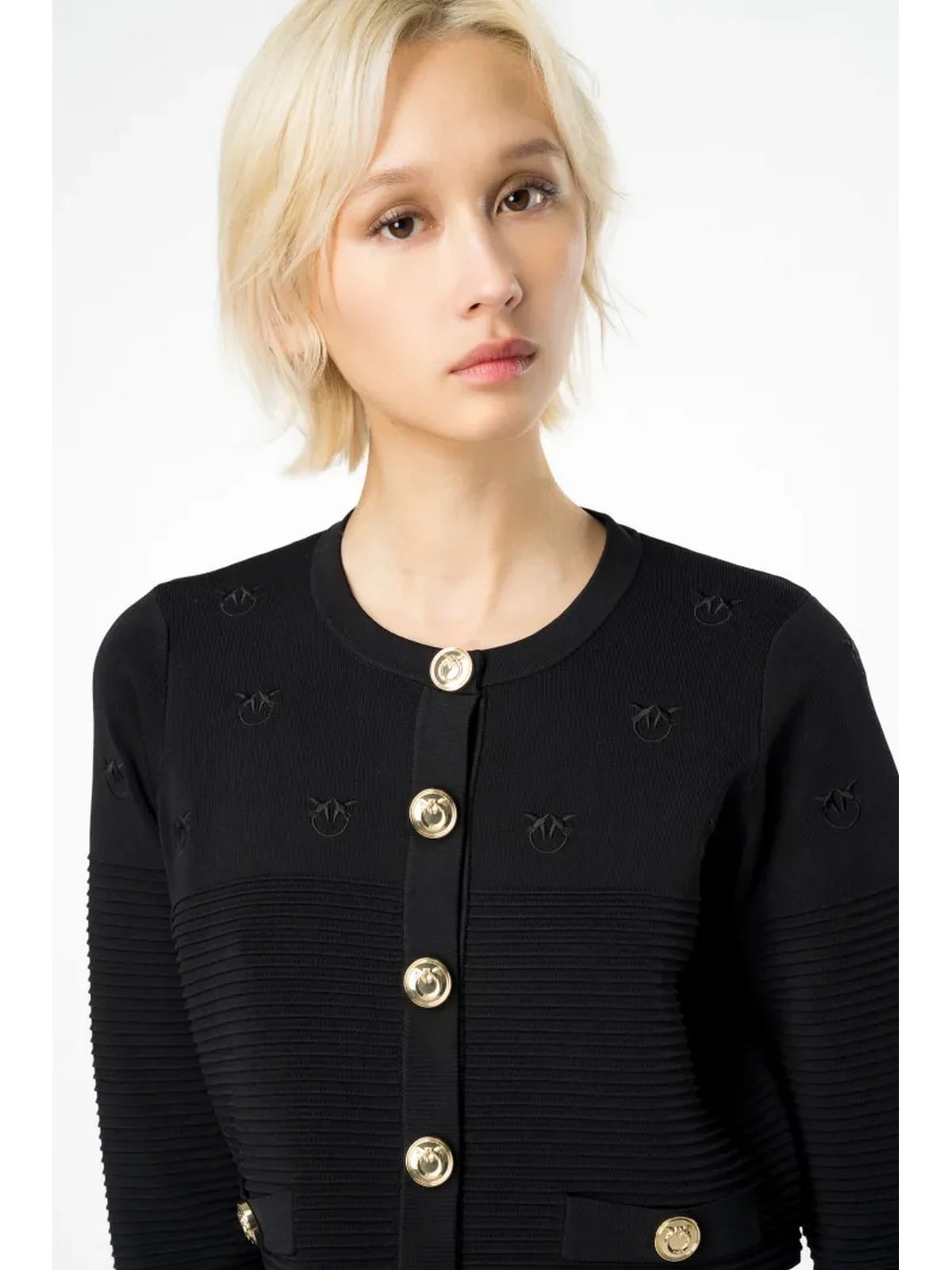 PINKO Cardigan Donna Ciliegio 102881-A1LK Z99 Nero - Image 3