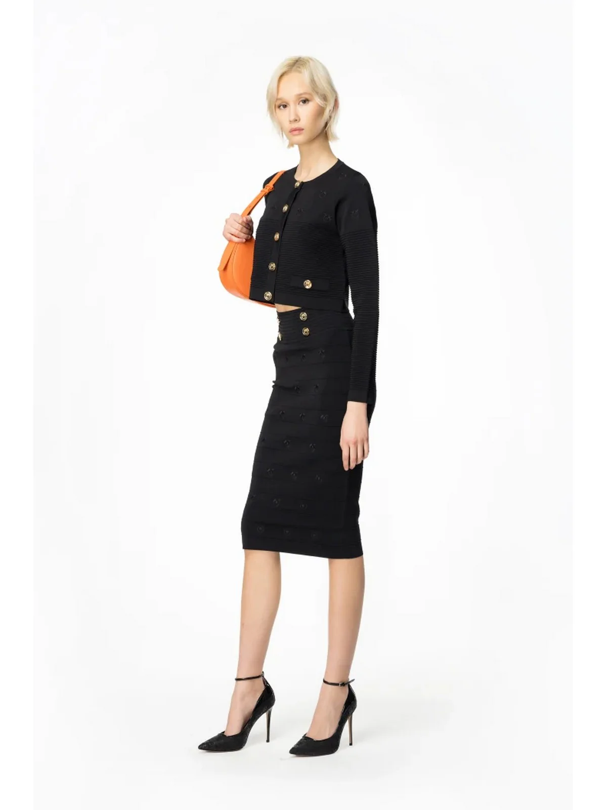 PINKO Cardigan Donna Ciliegio 102881-A1LK Z99 Nero - Image 4