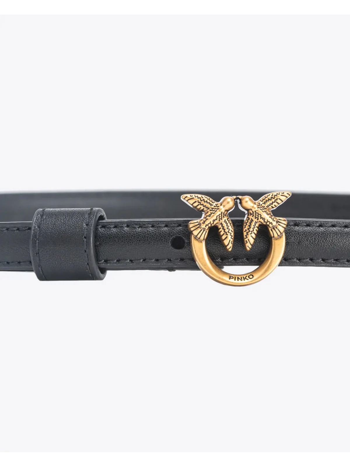 PINKO Cintura Donna Love Berry H1 Belt Vitello Set 102148-A0F1 Z99Q NERO-ANTIQUE GOLD - Image 2