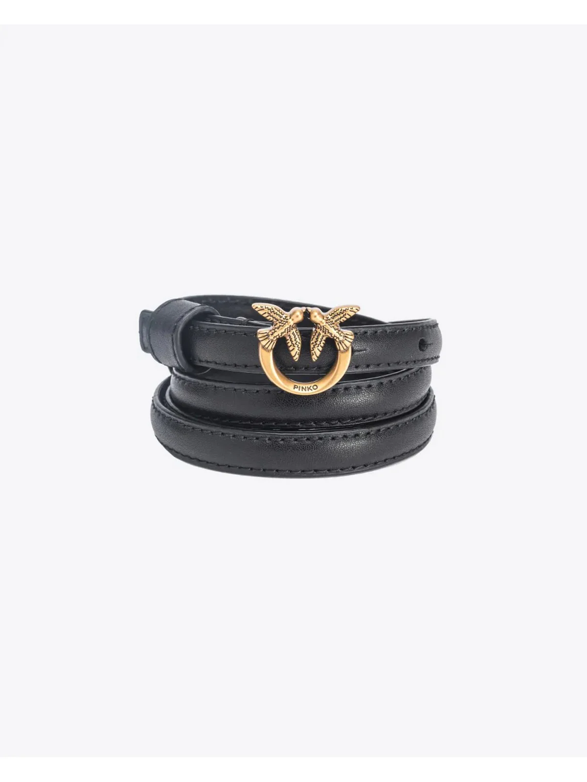 PINKO Cintura Donna Love Berry H1 Belt Vitello Set 102148-A0F1 Z99Q NERO-ANTIQUE GOLD - Image 4