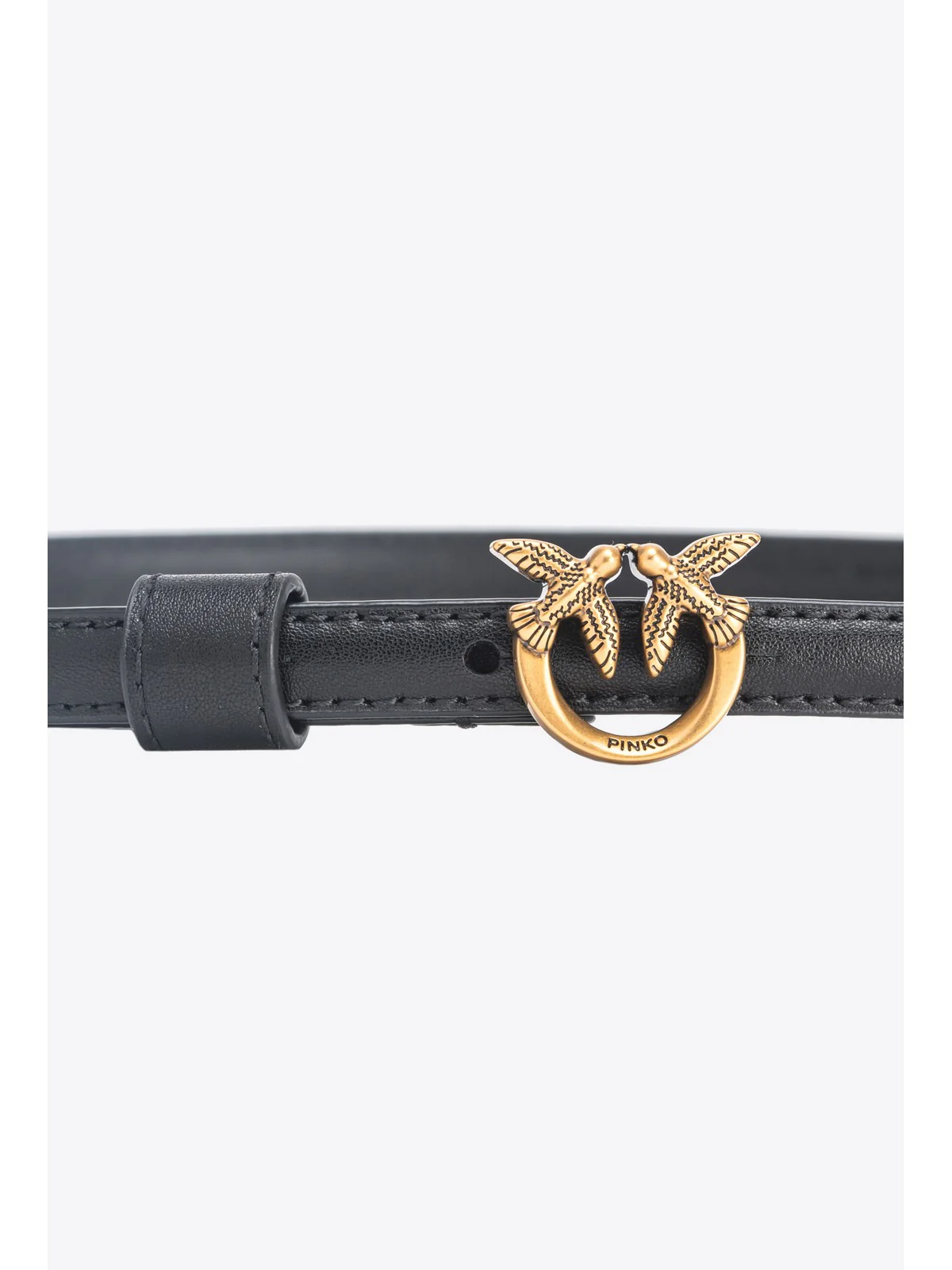 PINKO Cintura Donna Love Berry H1 Belt Vitello Set 102148-A0F1 Z99Q NERO-ANTIQUE GOLD - Image 5