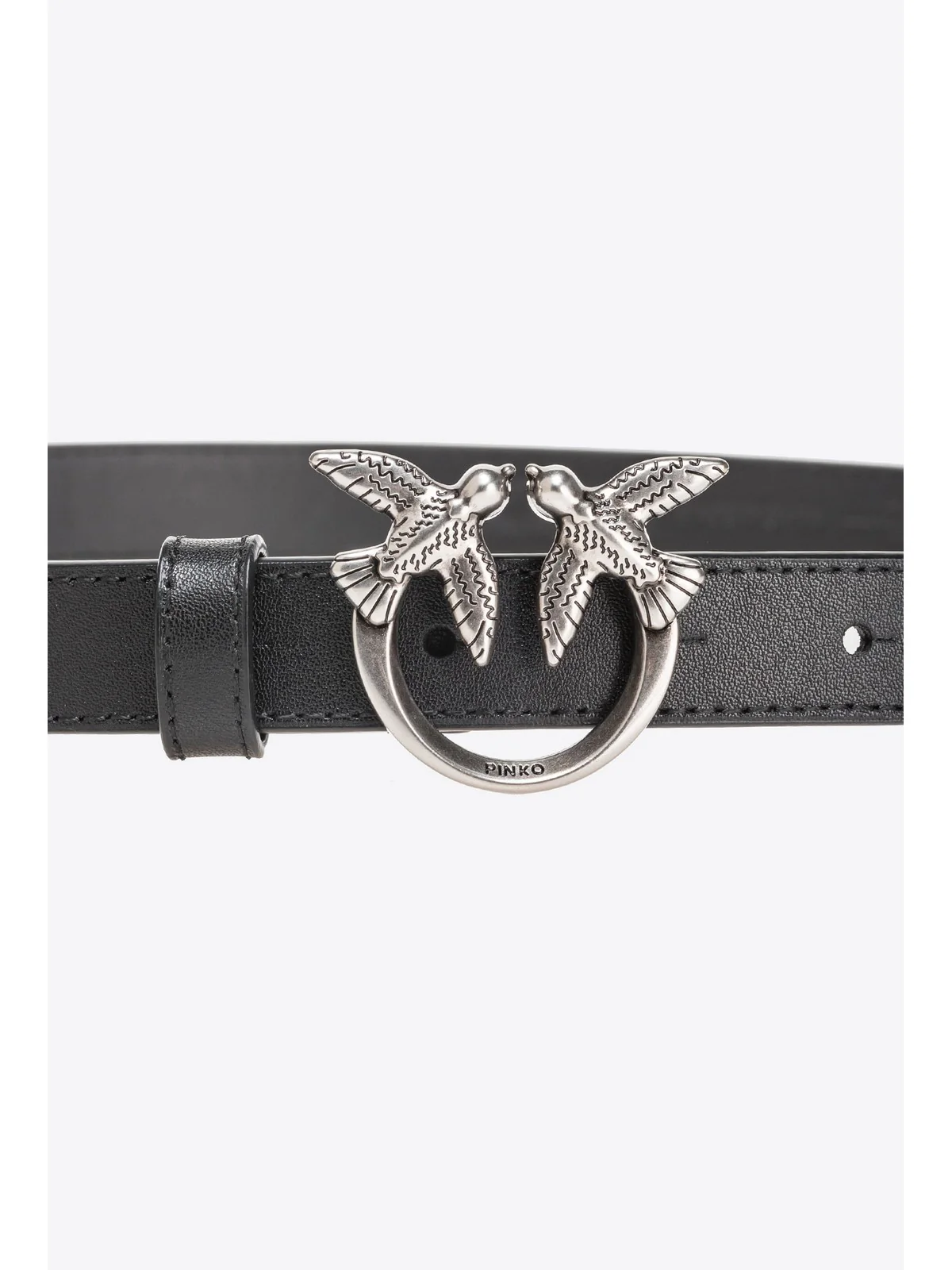 PINKO Cintura Donna Love Berry H2 Belt Vitello Set 100143-A0F1 Z99O NERO-OLD SILVER - Image 4