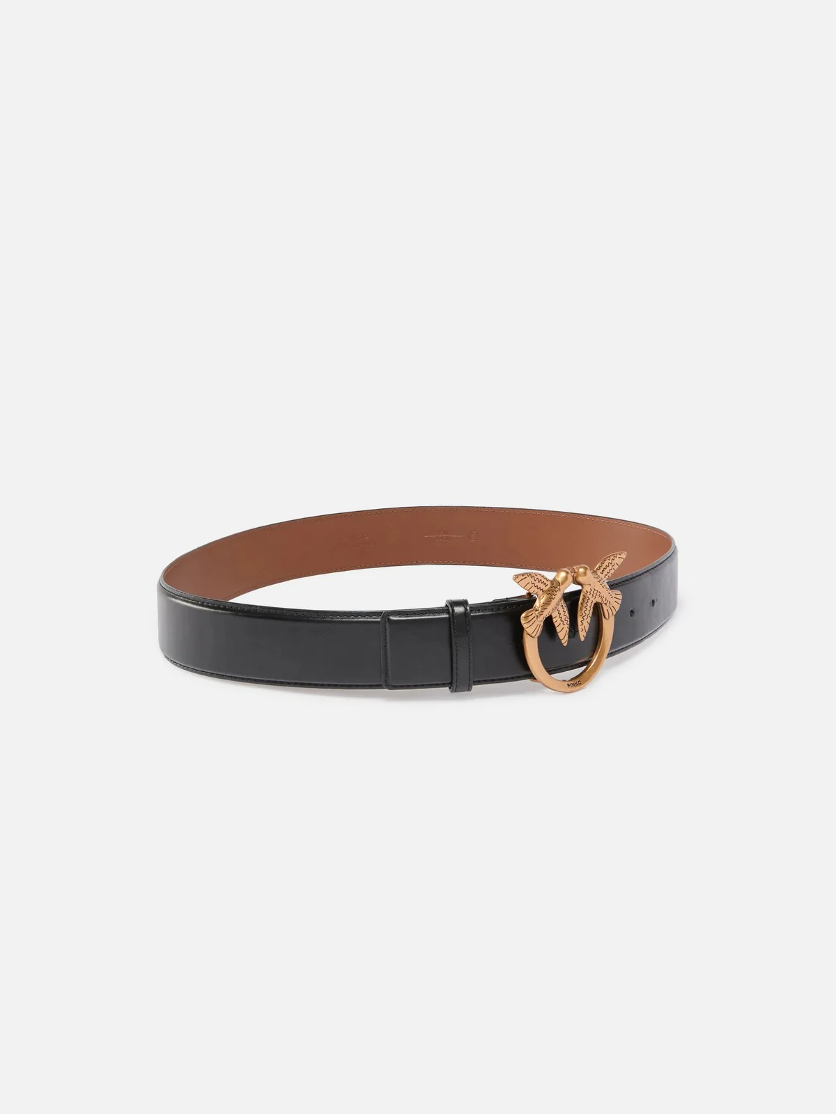 PINKO Cintura Donna LOVE BERRY H4 BELT.LOW VITELLO 100120-A31J ZL2Q NERO/CUOIO-ANTIQUE GOLD - Image 2