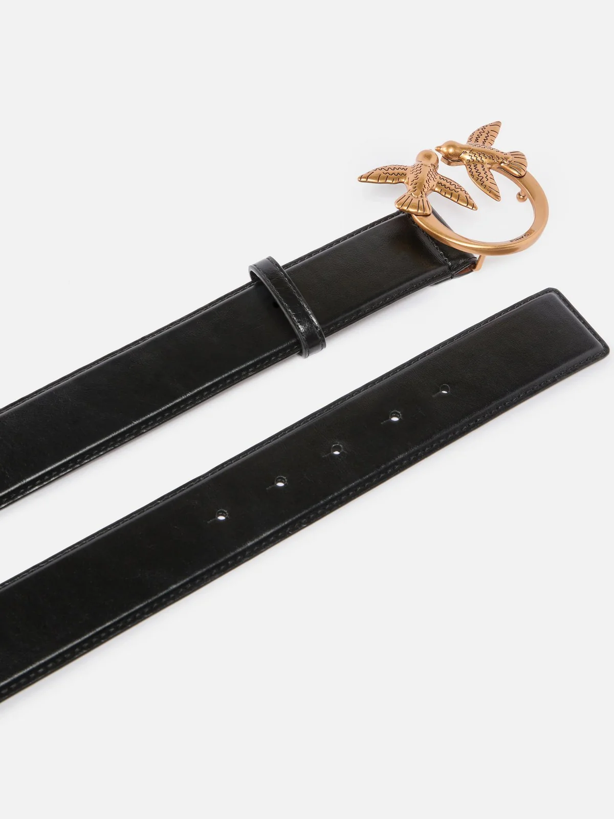 PINKO Cintura Donna LOVE BERRY H4 BELT.LOW VITELLO 100120-A31J ZL2Q NERO/CUOIO-ANTIQUE GOLD - Image 3
