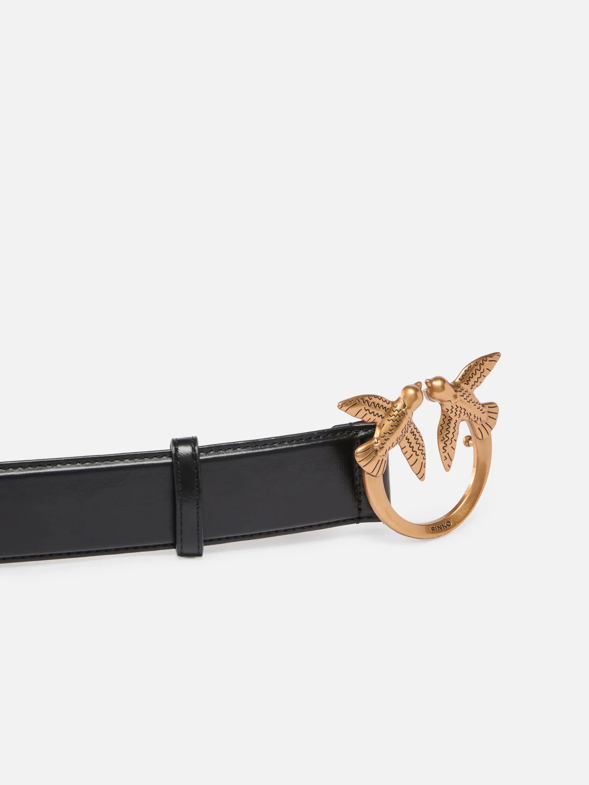 PINKO Cintura Donna LOVE BERRY H4 BELT.LOW VITELLO 100120-A31J ZL2Q NERO/CUOIO-ANTIQUE GOLD - Image 5