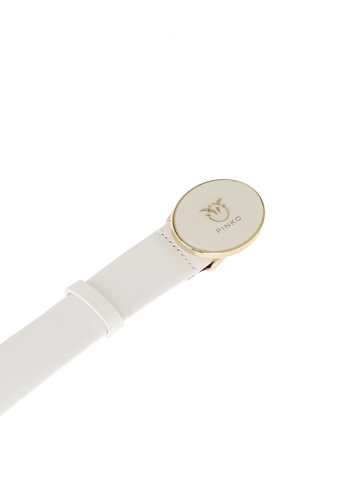 PINKO Cintura Donna ROUND ENAMEL H2,8 BELT.LOW VIT 105478-A2QL Z15L BIANCO NEMBO-LIGHT GOLD - Image 2