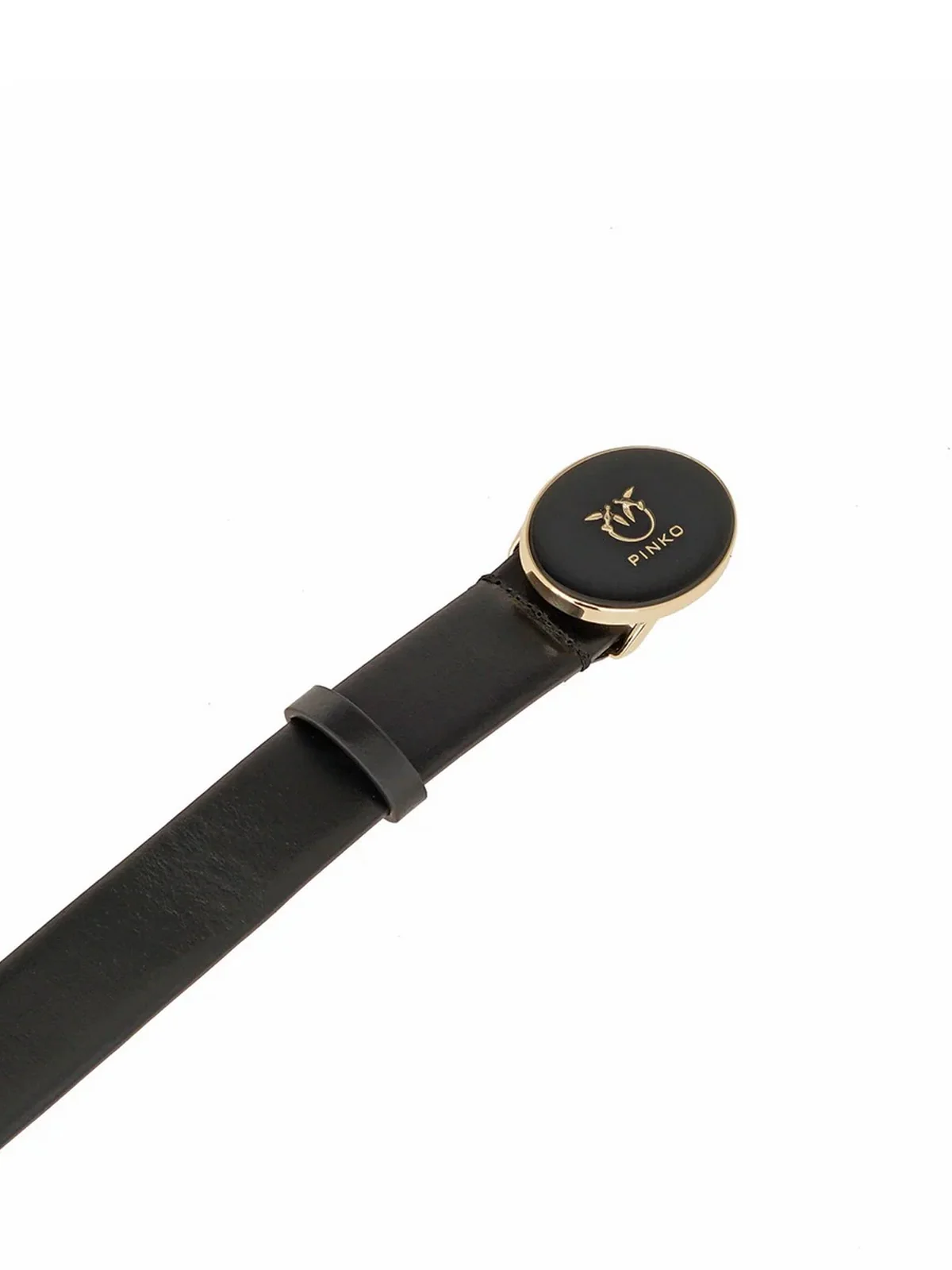 PINKO Cintura Donna ROUND ENAMEL H2,8 BELT.LOW VIT 105478-A2QL Z99Y NERO LIMOUSINE-ORO - Image 2