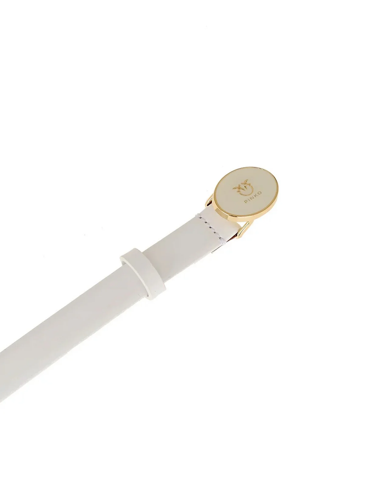 PINKO Cintura Donna ROUND ENAMEL H2 BELT.LOW VITEL 105466-A2QL Z14U BIANCO SETA-SHINY GOLD - Image 2