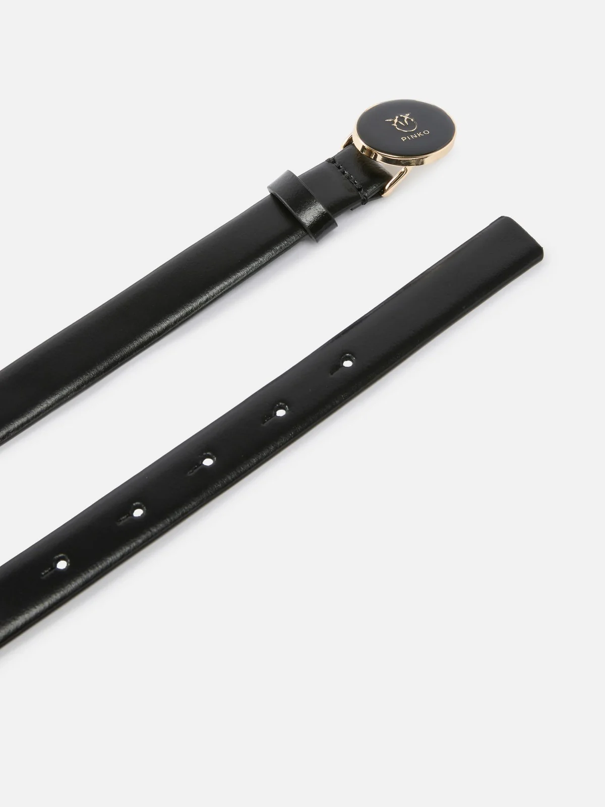 PINKO Cintura Donna ROUND ENAMEL H2 BELT.LOW VITEL 105466-A2QL Z99L NERO-LIGHT GOLD - Image 3