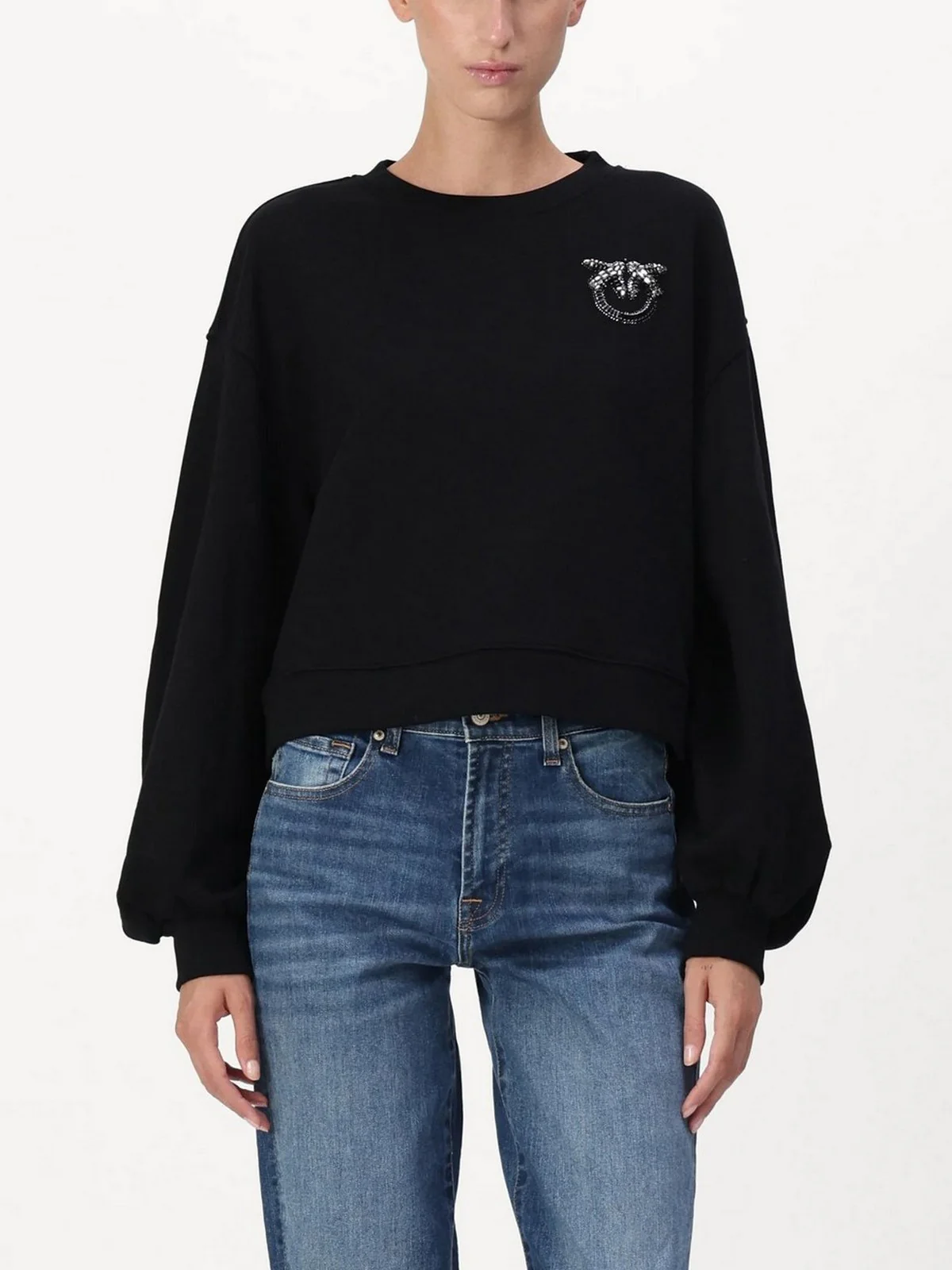 PINKO Felpa Donna Ceresole Maglia Felpa Logo Bir 102827-A24F Z99 Nero - Image 3