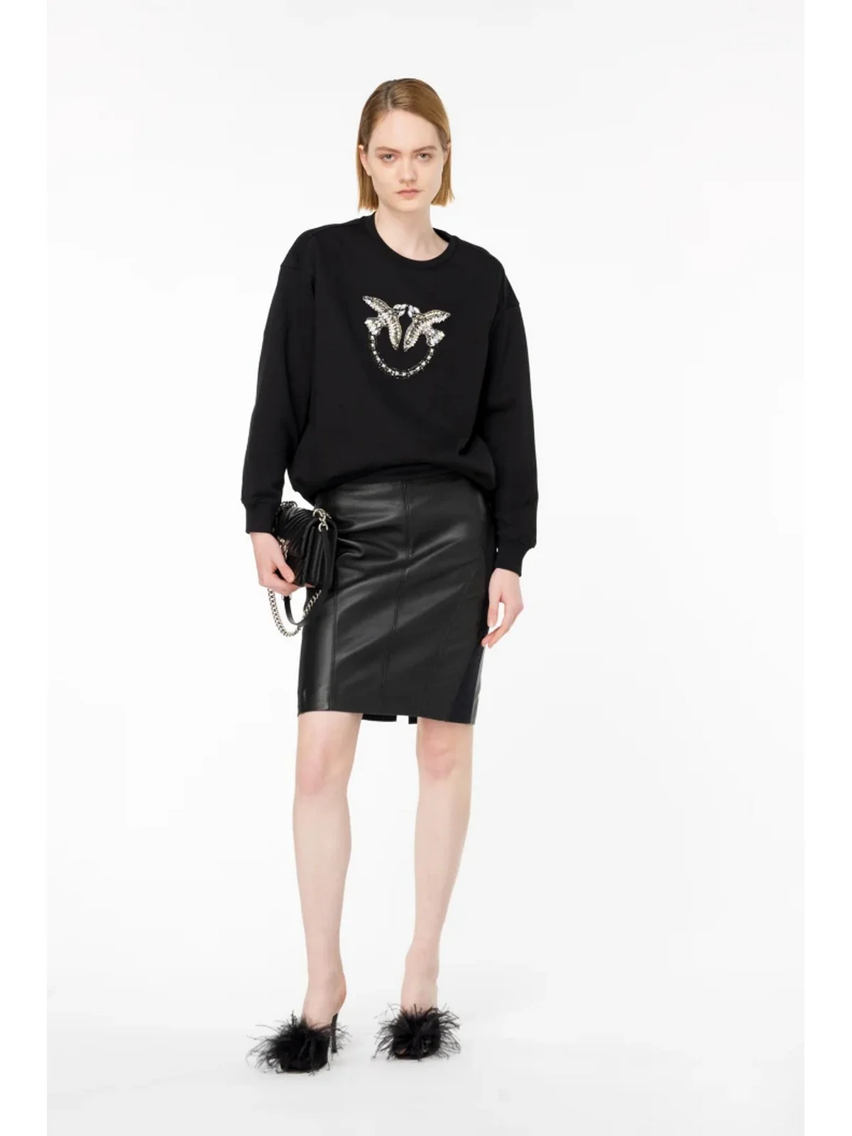 PINKO Felpa Donna Nelly 100534-A1R8 Z99 Nero - Image 3