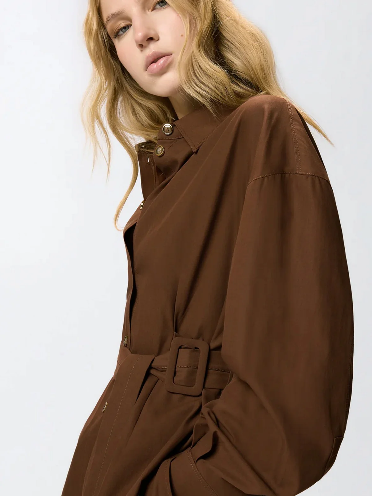PINKO Giacca Donna CHERYL OVERSHIRT COTONE FLUIDO 106153-A2ER L78 MARRONE TERRA X PIANTE - Image 3