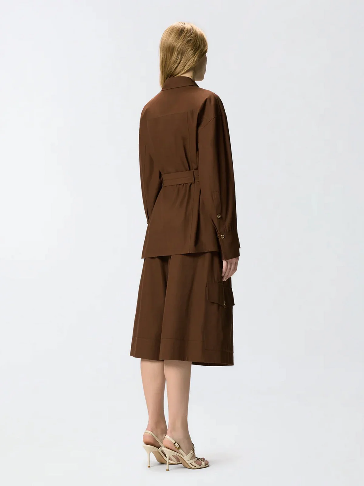 PINKO Giacca Donna CHERYL OVERSHIRT COTONE FLUIDO 106153-A2ER L78 MARRONE TERRA X PIANTE - Image 4