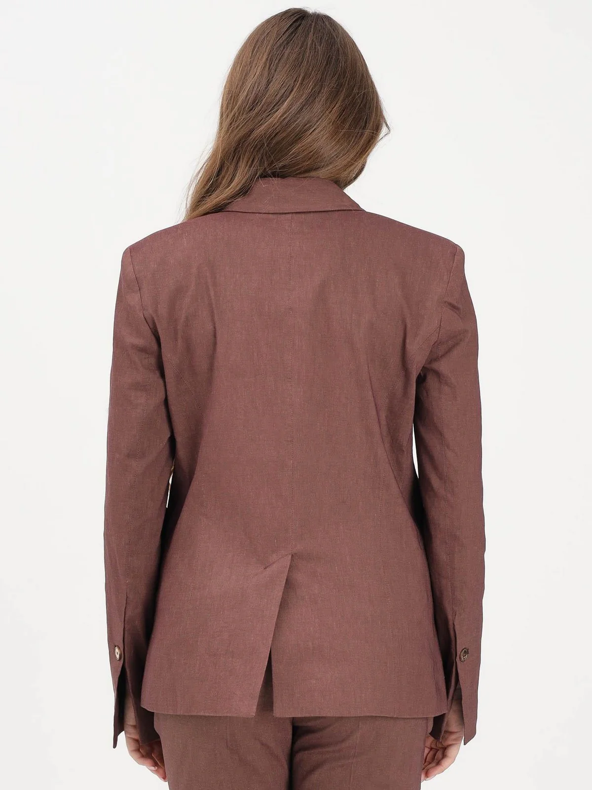 PINKO Giacca Donna FREDA GIACCA LINO STRETCH 106597-A34I L78 MARRONE TERRA X PIANTE - Image 4