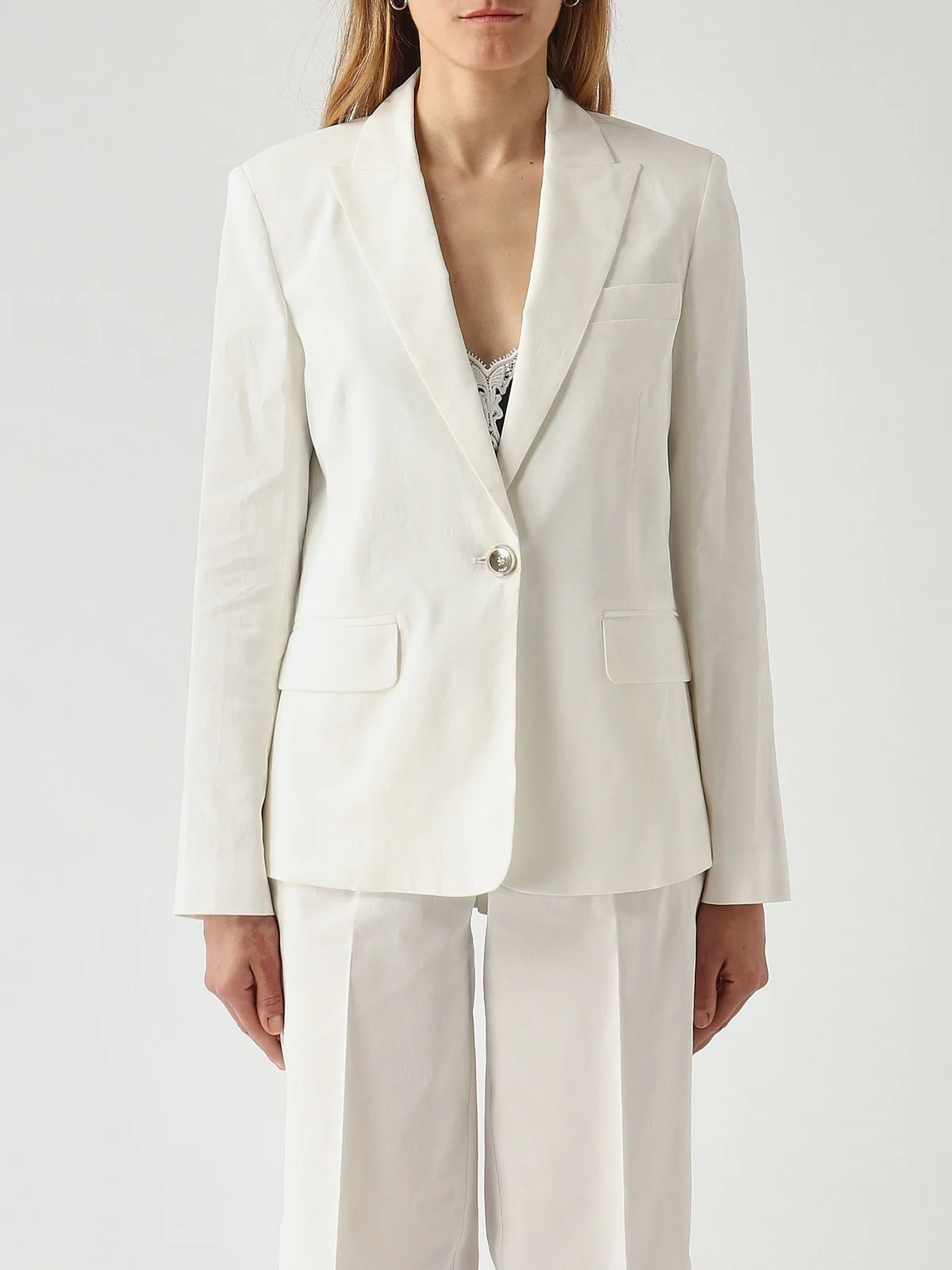 PINKO Giacca Donna FREDA GIACCA LINO STRETCH 106597-A34I Z05 BIANCO-BIANCANEVE - Image 2