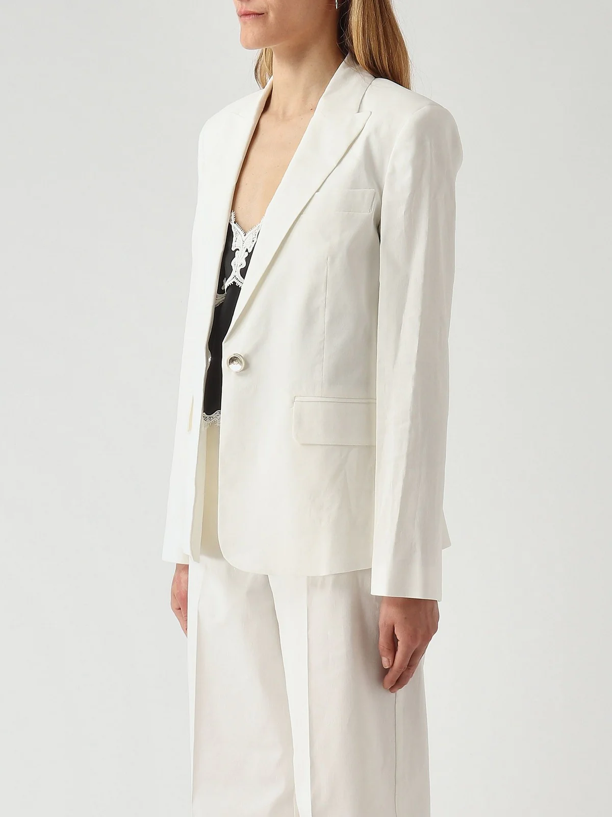 PINKO Giacca Donna FREDA GIACCA LINO STRETCH 106597-A34I Z05 BIANCO-BIANCANEVE - Image 3