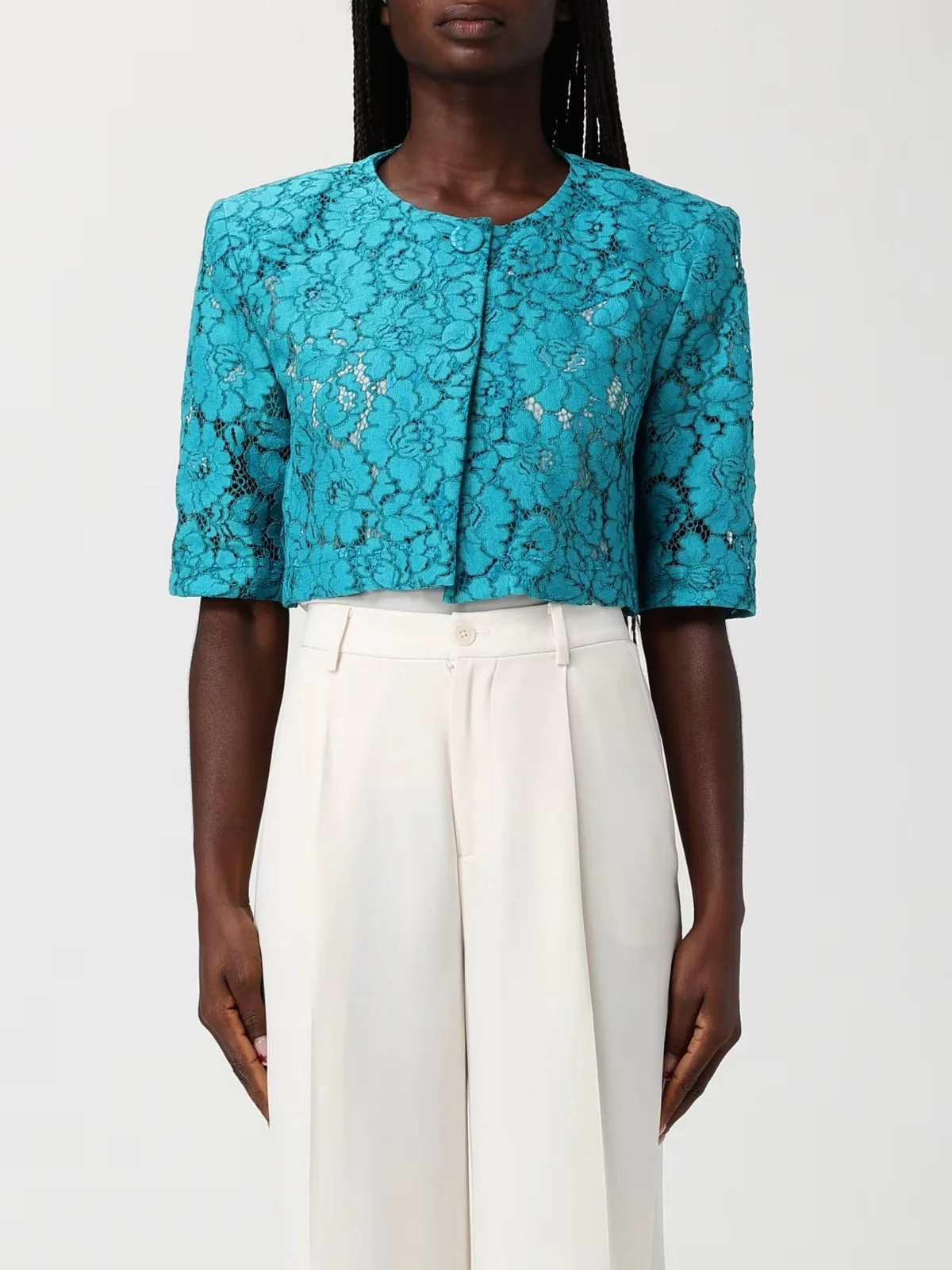 PINKO Giacca Donna PLATANO SPENCER PIZZO REBRODE 106552-A330 V76 VERDE MATTONELLA - Image 2
