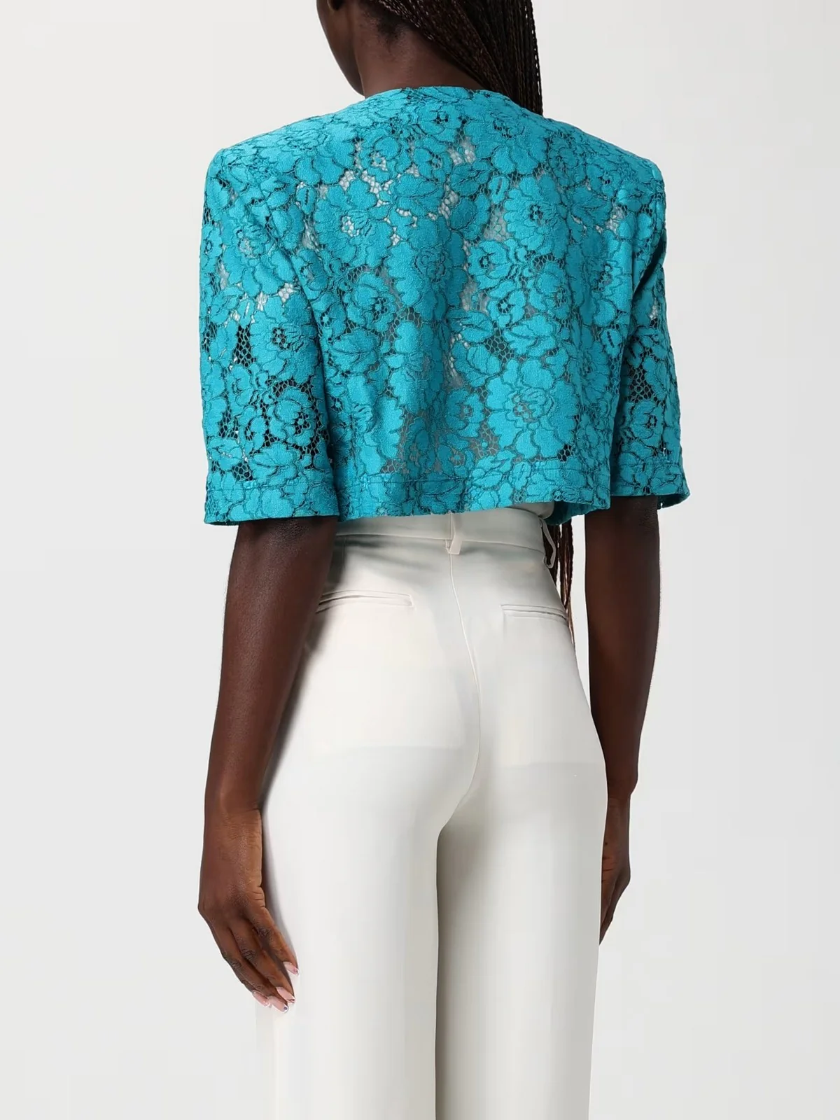 PINKO Giacca Donna PLATANO SPENCER PIZZO REBRODE 106552-A330 V76 VERDE MATTONELLA - Image 3