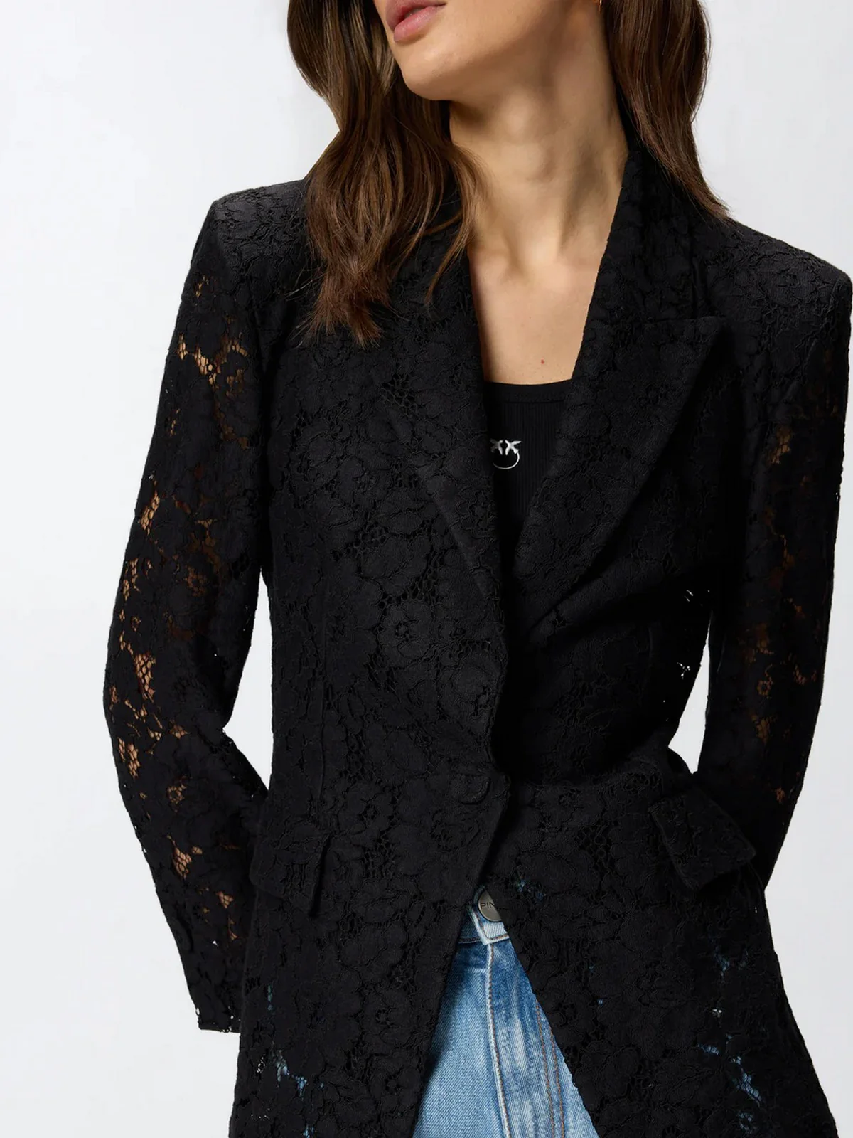 PINKO Giacca Donna POMPELMO GIACCA PIZZO REBRODE 106554-A330 Z99 NERO LIMOUSINE - Image 3