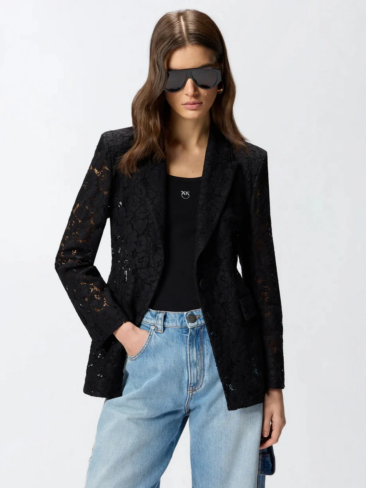 PINKO Giacca Donna POMPELMO GIACCA PIZZO REBRODE 106554-A330 Z99 NERO LIMOUSINE - Image 5