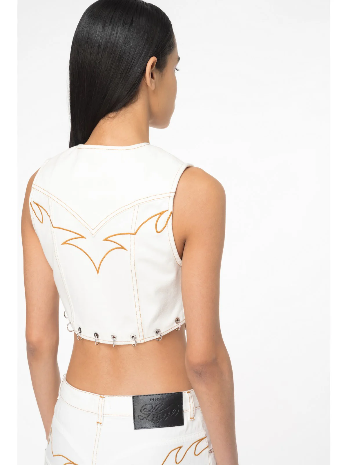PINKO Gilet Donna Dracula 103625-A1VD Z05 Bianco - Image 5