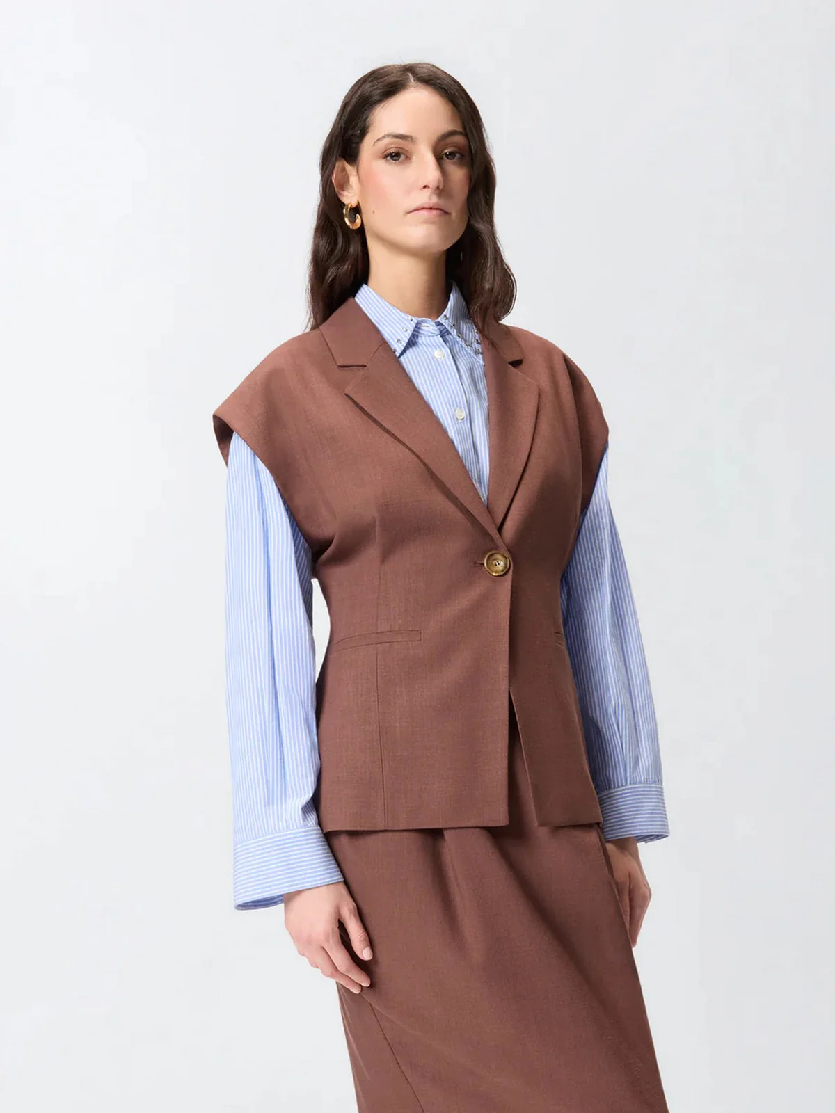 PINKO Gilet Donna FLOELLA GIACCA FRISOTTINO 106509-A2W6 L78 MARRONE TERRA X PIANTE - Image 4