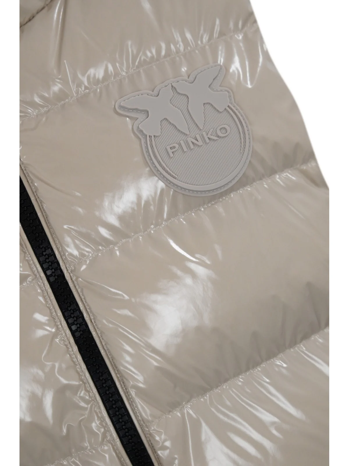 PINKO Gilet Donna Graffetta Gilet Crystal Nylon 103825-A11K D05 Beige - Image 3