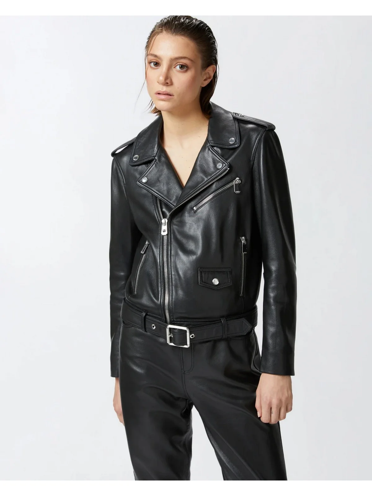 PINKO Giubbino Donna COSTA RICA CHIODO NAPPA 103897-A21L Z99 Nero - Image 3