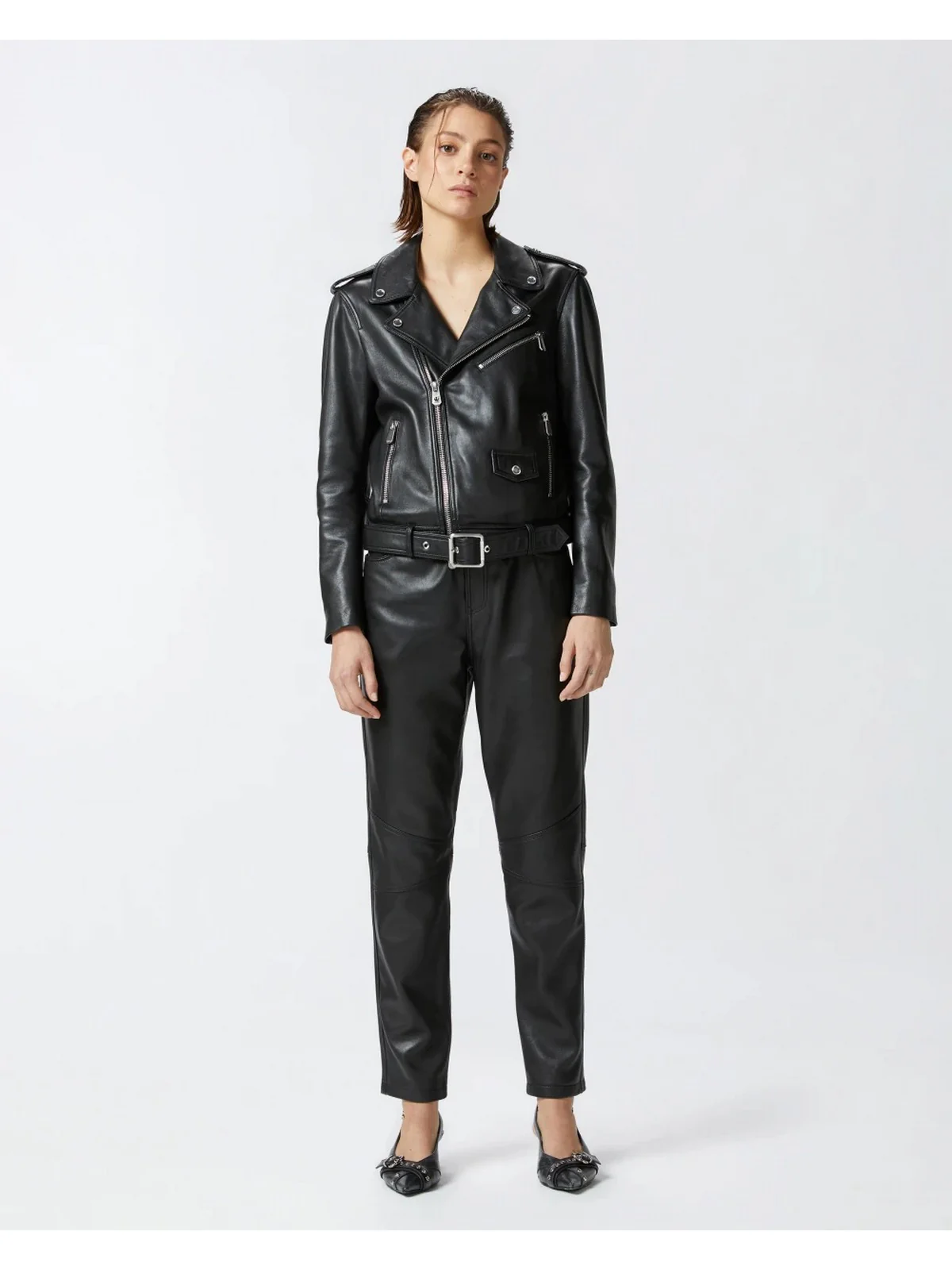PINKO Giubbino Donna COSTA RICA CHIODO NAPPA 103897-A21L Z99 Nero - Image 4