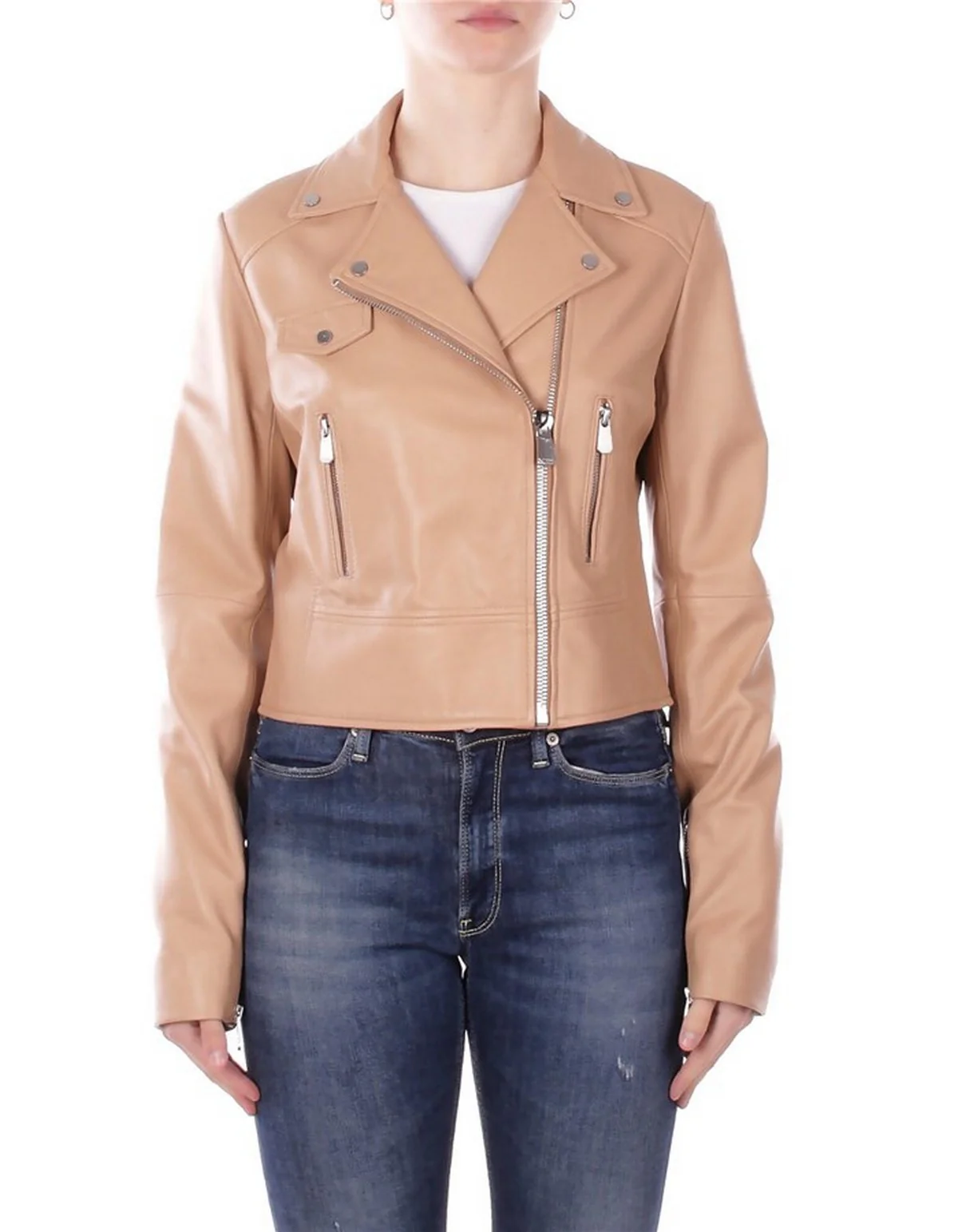PINKO Giubbino Donna NEW SENSIBILE CHIODO NAPPA 106247-A32I D41 BEIGE CHANTILLY - Image 2