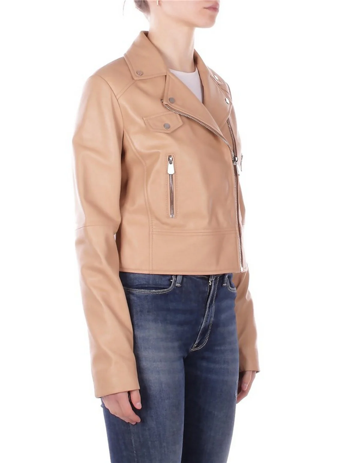 PINKO Giubbino Donna NEW SENSIBILE CHIODO NAPPA 106247-A32I D41 BEIGE CHANTILLY - Image 4