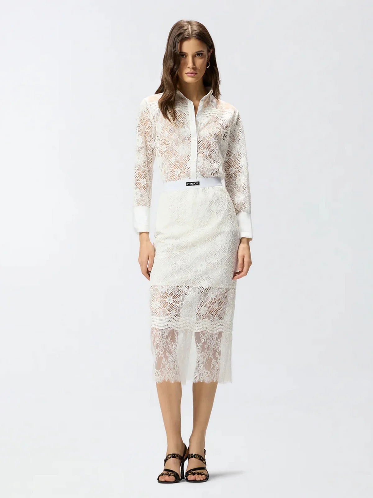 PINKO Gonna Donna HARMONIE GONNA PIZZO REBRODE 106664-A381 Z05 BIANCO-BIANCANEVE - Image 3