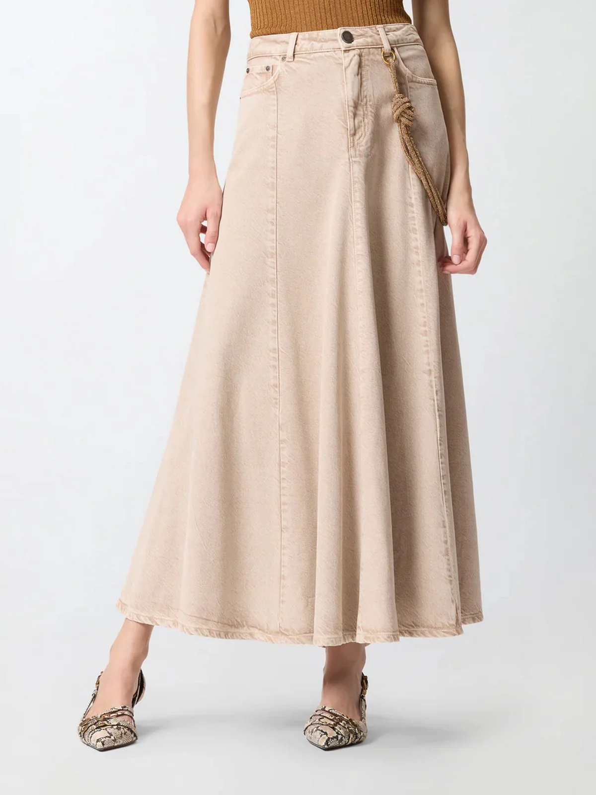 PINKO Gonna Donna HURGHADA GONNA 104647-A33R C88 BEIGE-MACROCISTIDE - Image 5