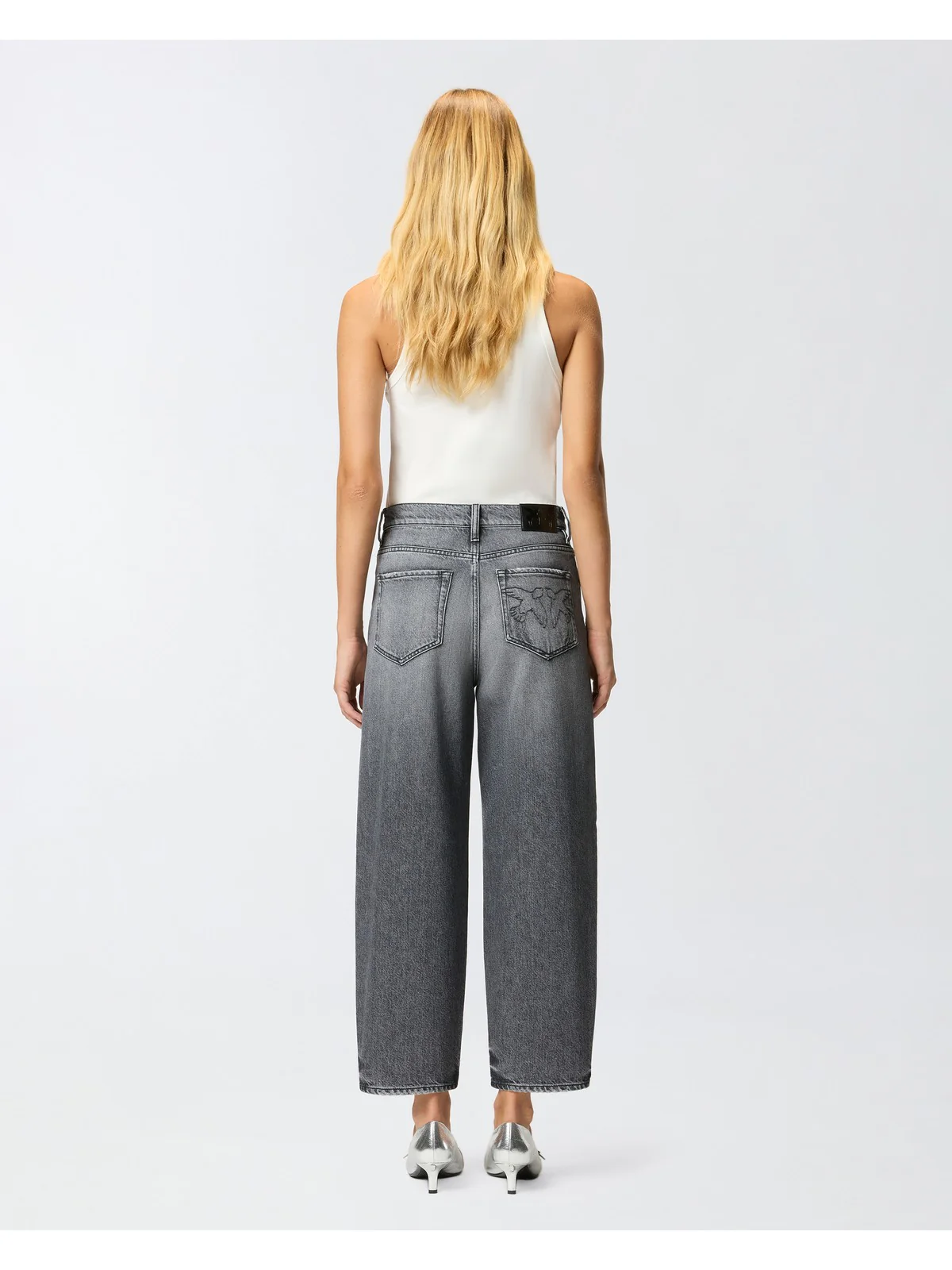 PINKO Jeans Donna ESTELLE EGG 103857-A2RY PJ9 LAVAGGIO DARK GRAY - Image 3