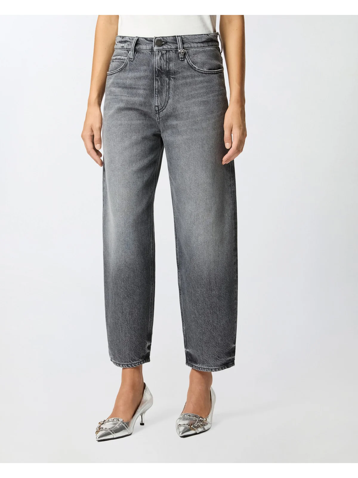 PINKO Jeans Donna ESTELLE EGG 103857-A2RY PJ9 LAVAGGIO DARK GRAY - Image 4